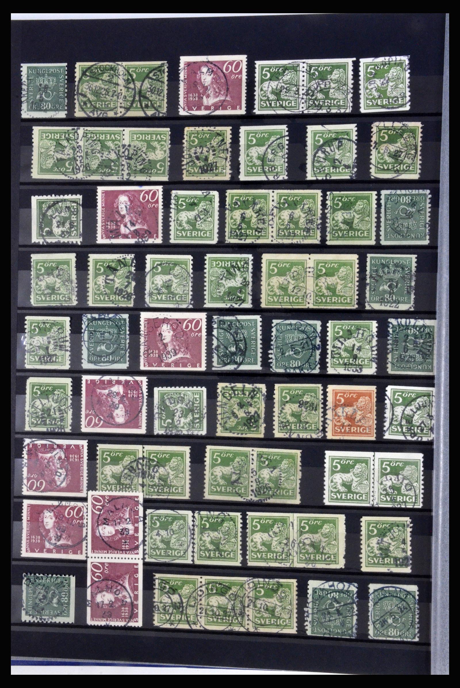 36316 016 - Postzegelverzameling 36316 Zweden stempels 1920-1938.