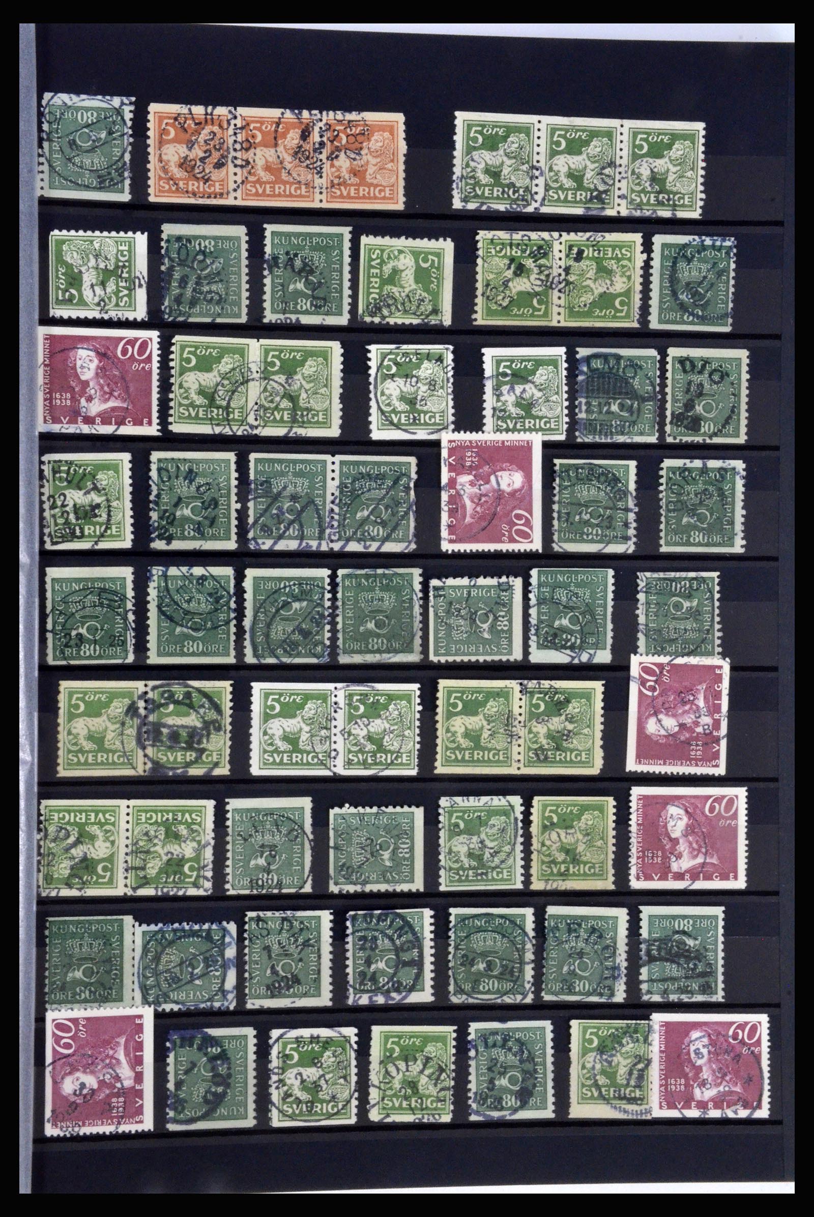 36316 017 - Postzegelverzameling 36316 Zweden stempels 1920-1938.