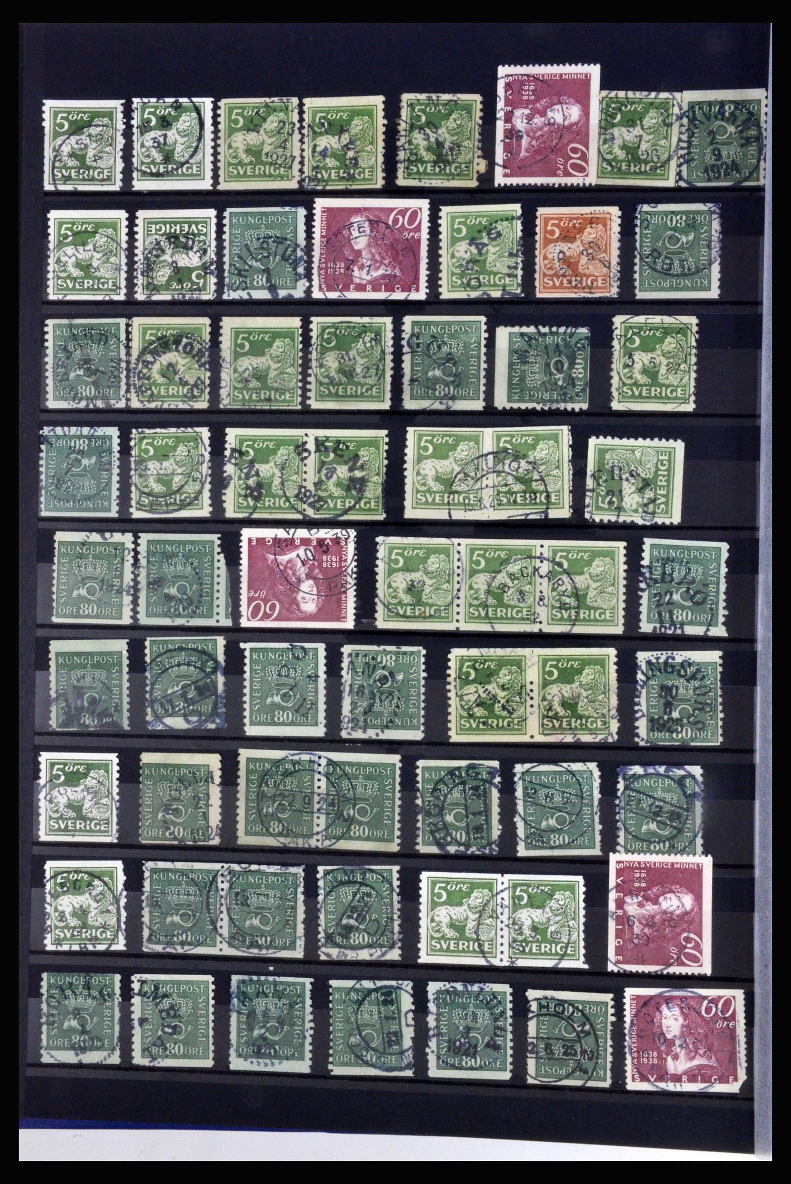 36316 018 - Stamp collection 36316 Sweden cancellations 1920-1938.