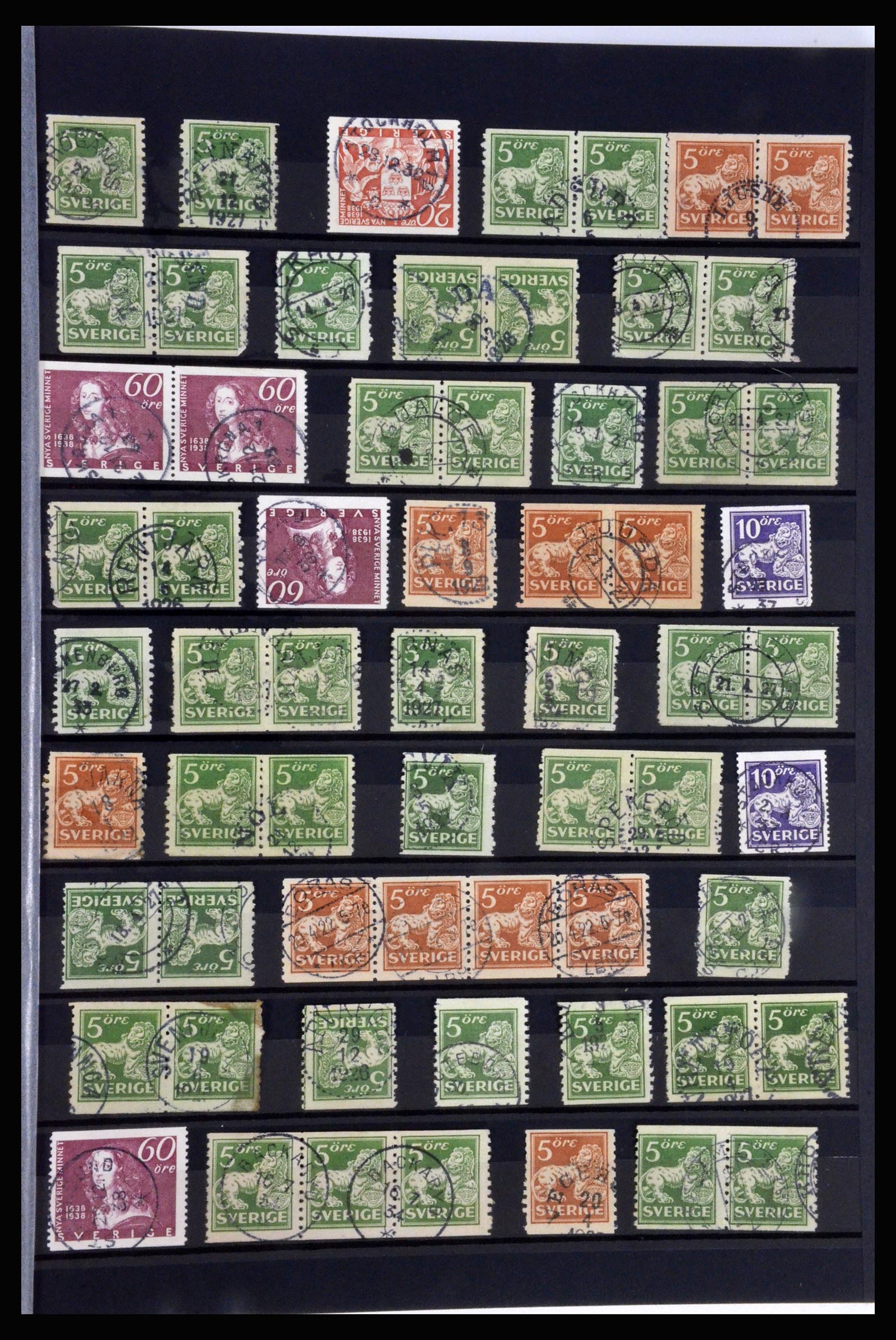 36316 021 - Stamp collection 36316 Sweden cancellations 1920-1938.