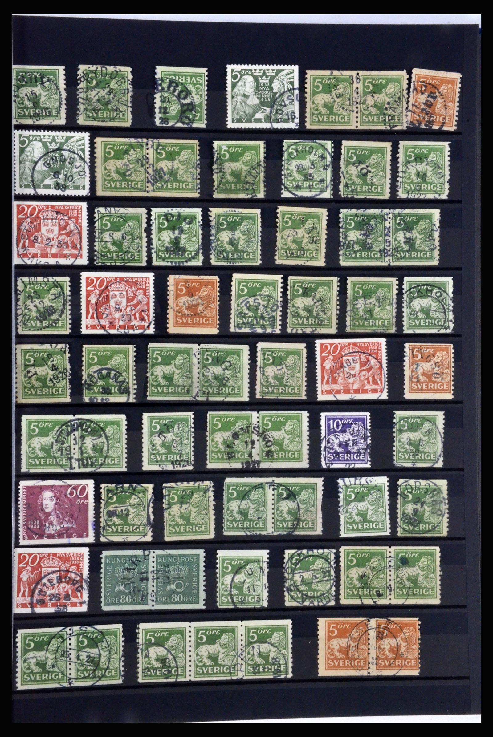 36316 025 - Postzegelverzameling 36316 Zweden stempels 1920-1938.