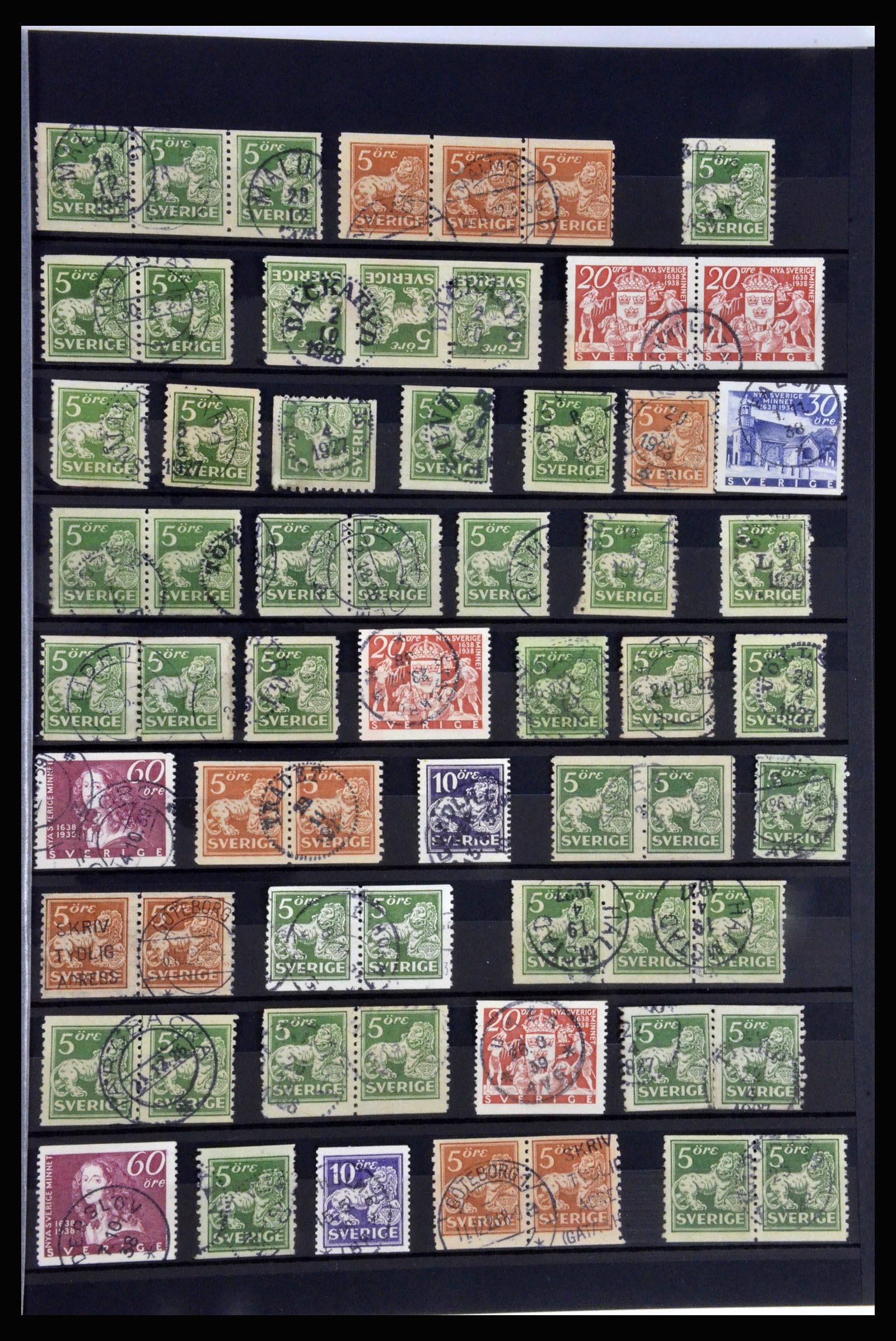 36316 027 - Stamp collection 36316 Sweden cancellations 1920-1938.