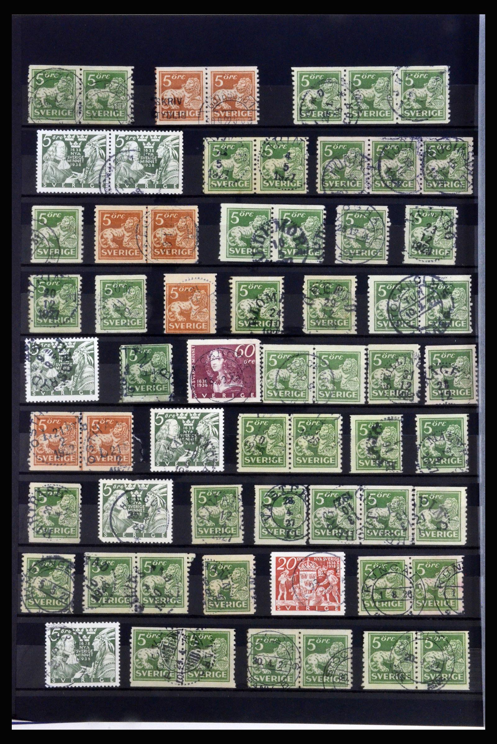 36316 030 - Postzegelverzameling 36316 Zweden stempels 1920-1938.