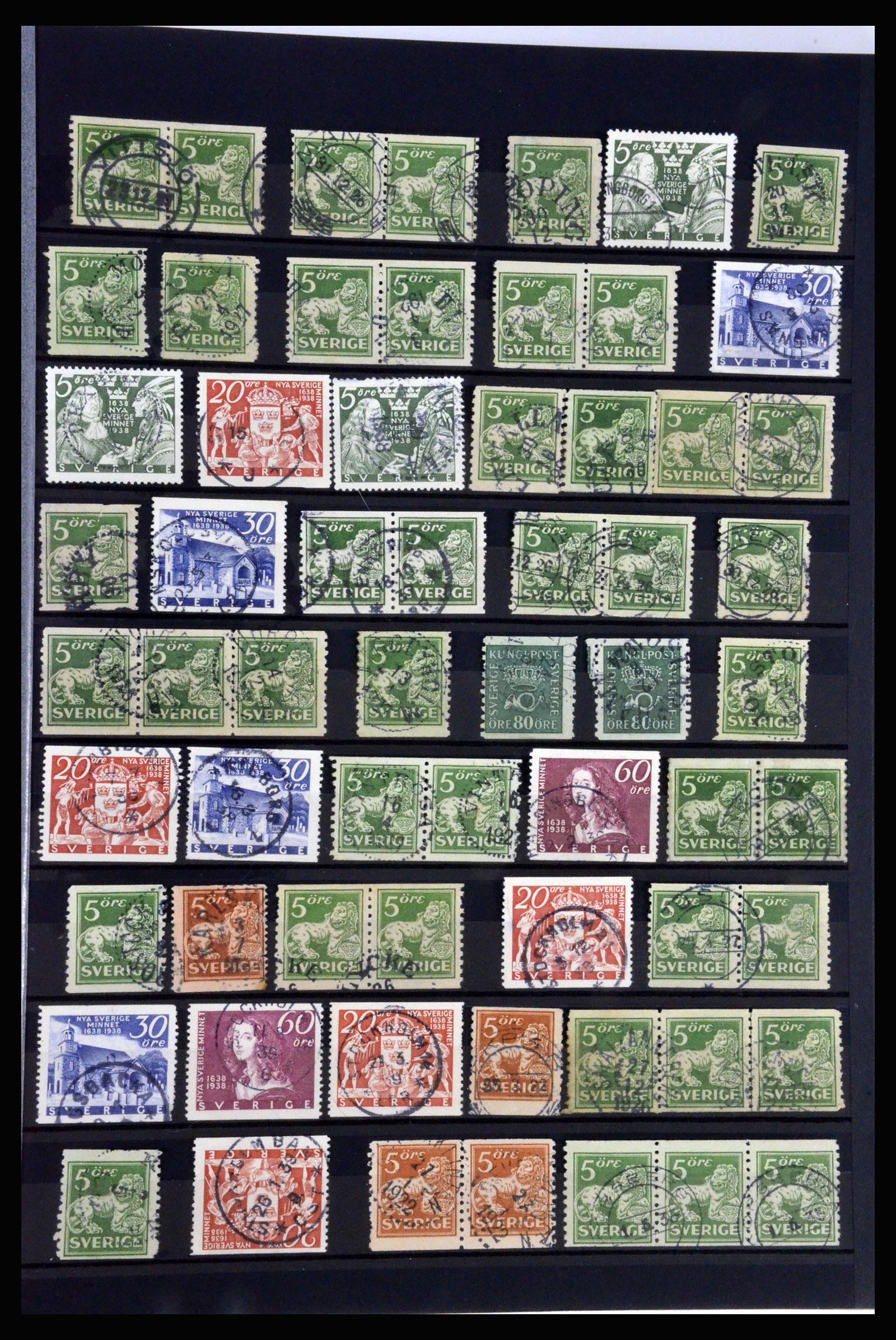 36316 031 - Postzegelverzameling 36316 Zweden stempels 1920-1938.