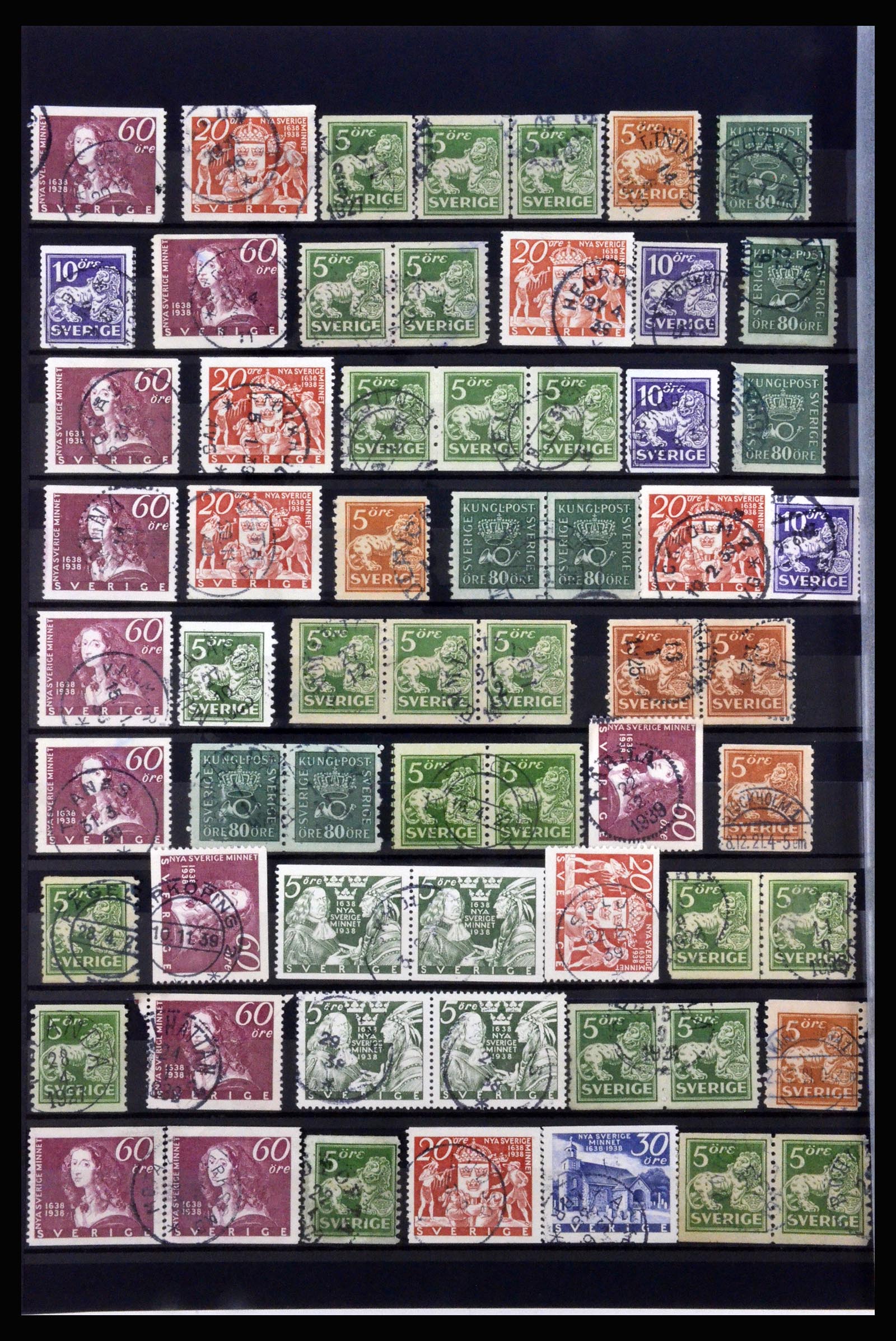 36316 034 - Stamp collection 36316 Sweden cancellations 1920-1938.
