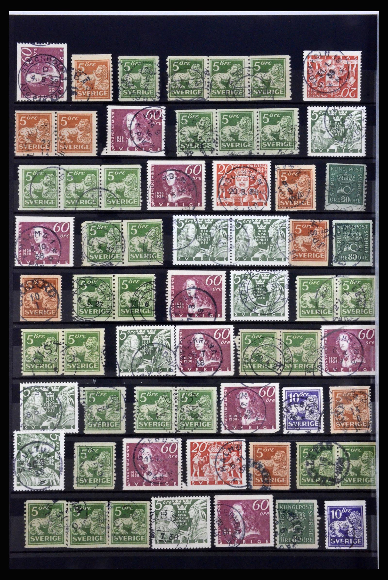 36316 038 - Postzegelverzameling 36316 Zweden stempels 1920-1938.
