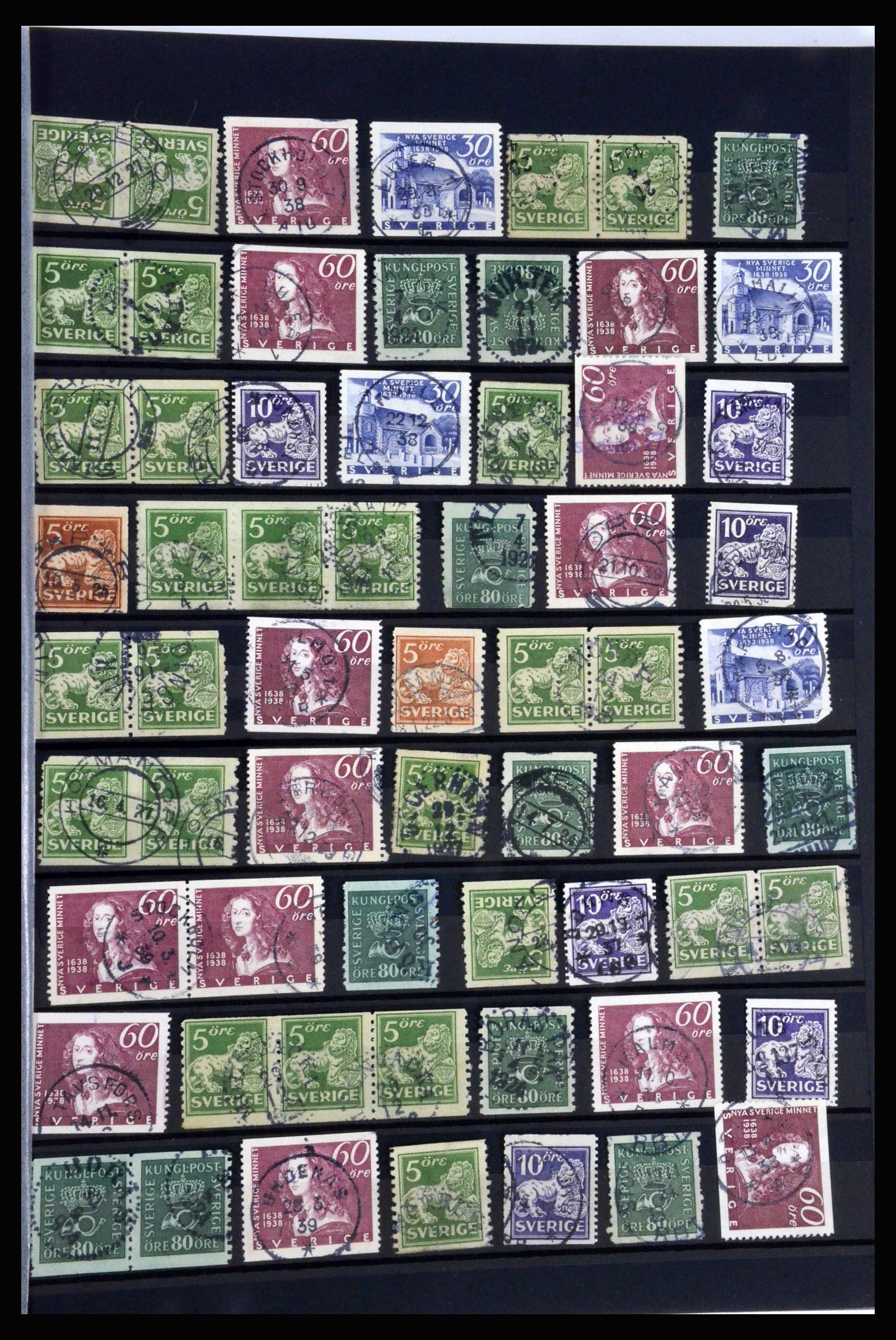 36316 041 - Postzegelverzameling 36316 Zweden stempels 1920-1938.