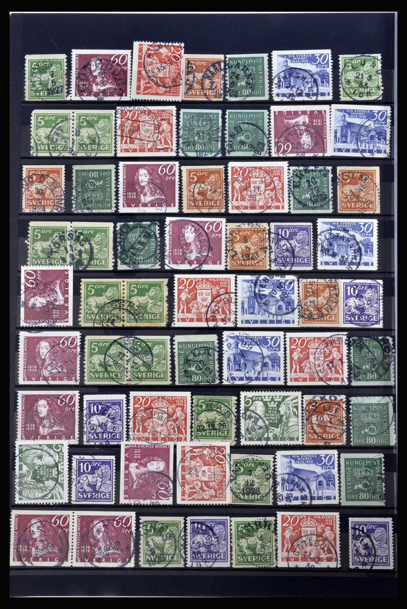 36316 046 - Postzegelverzameling 36316 Zweden stempels 1920-1938.