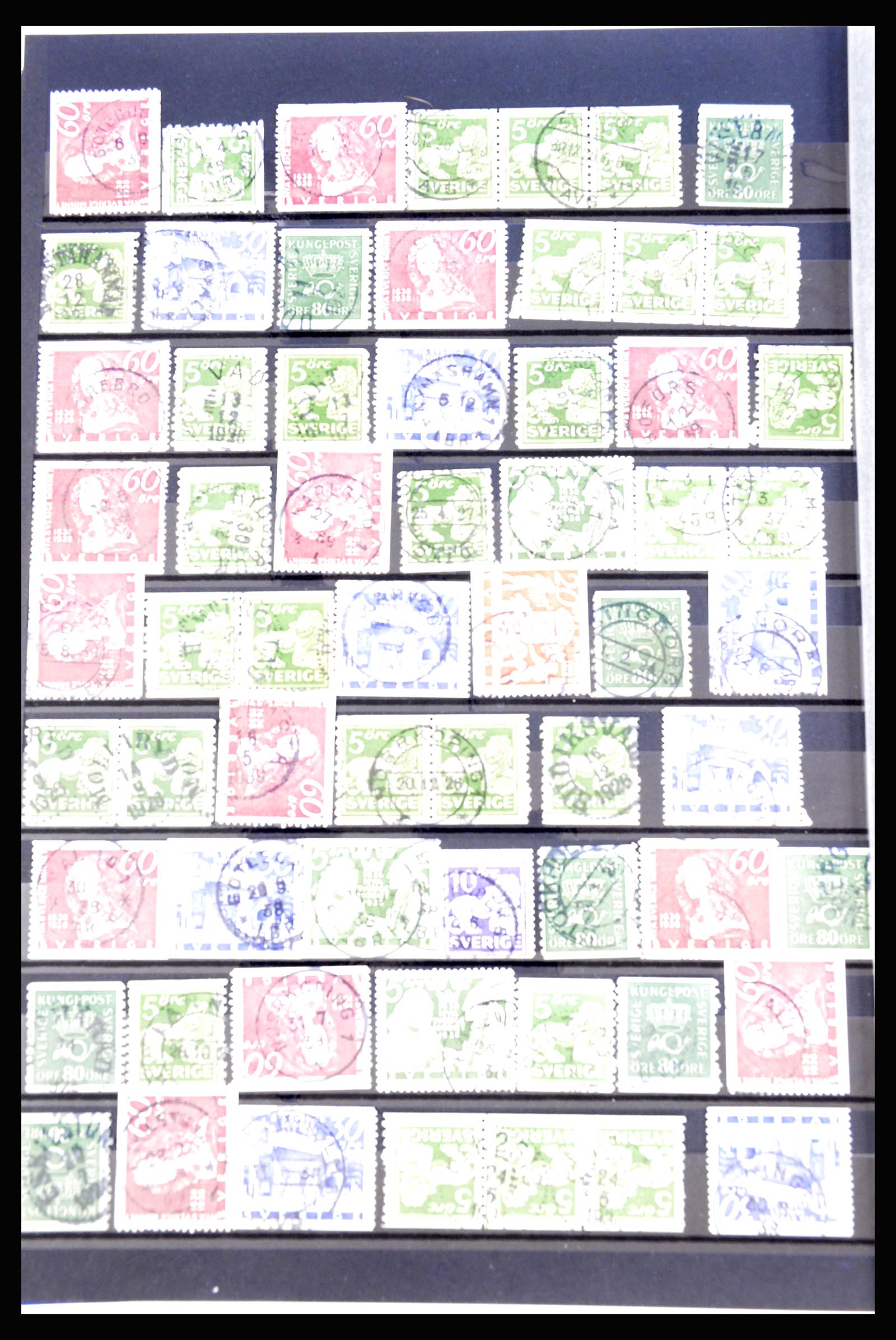 36316 052 - Postzegelverzameling 36316 Zweden stempels 1920-1938.