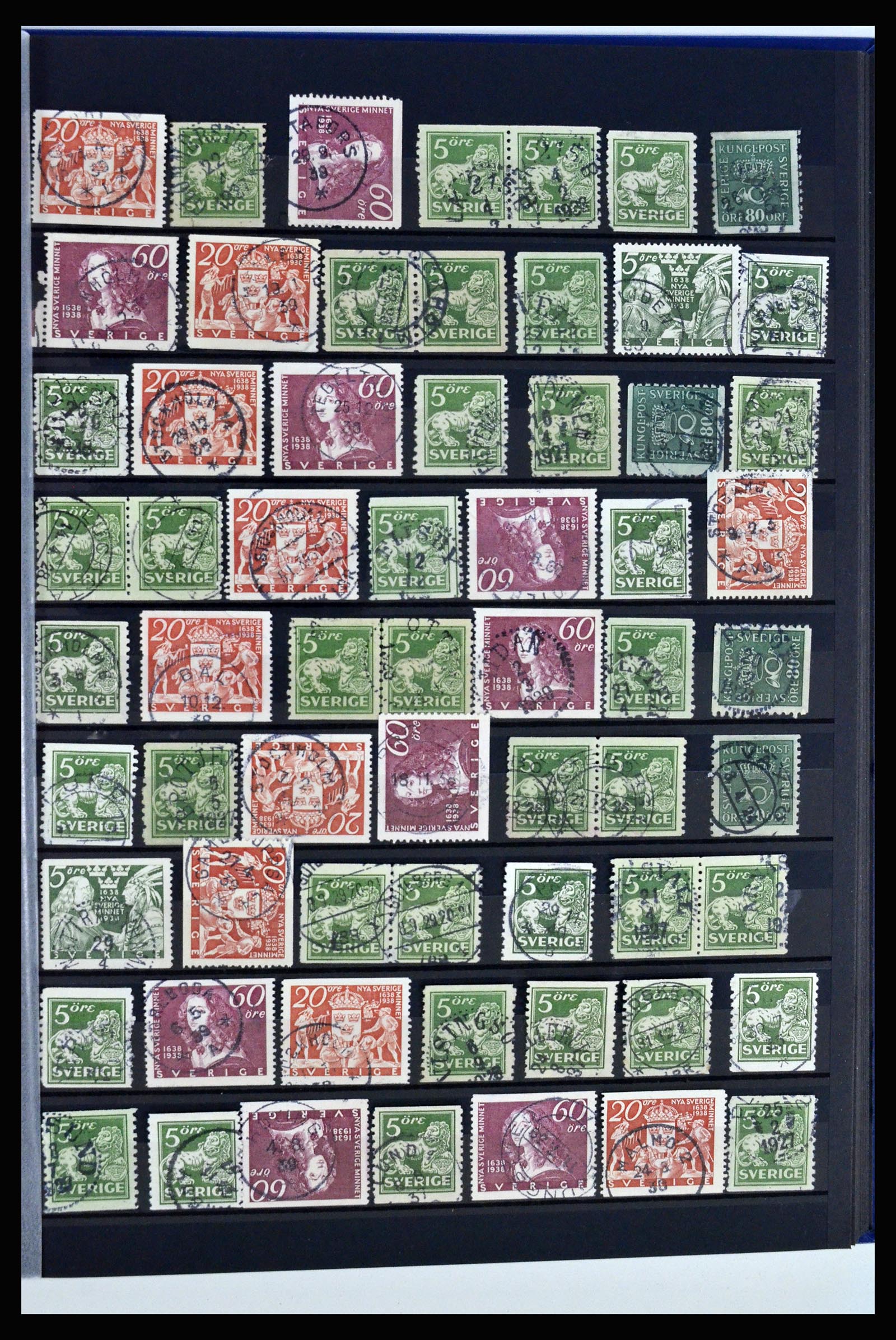 36316 101 - Postzegelverzameling 36316 Zweden stempels 1920-1938.