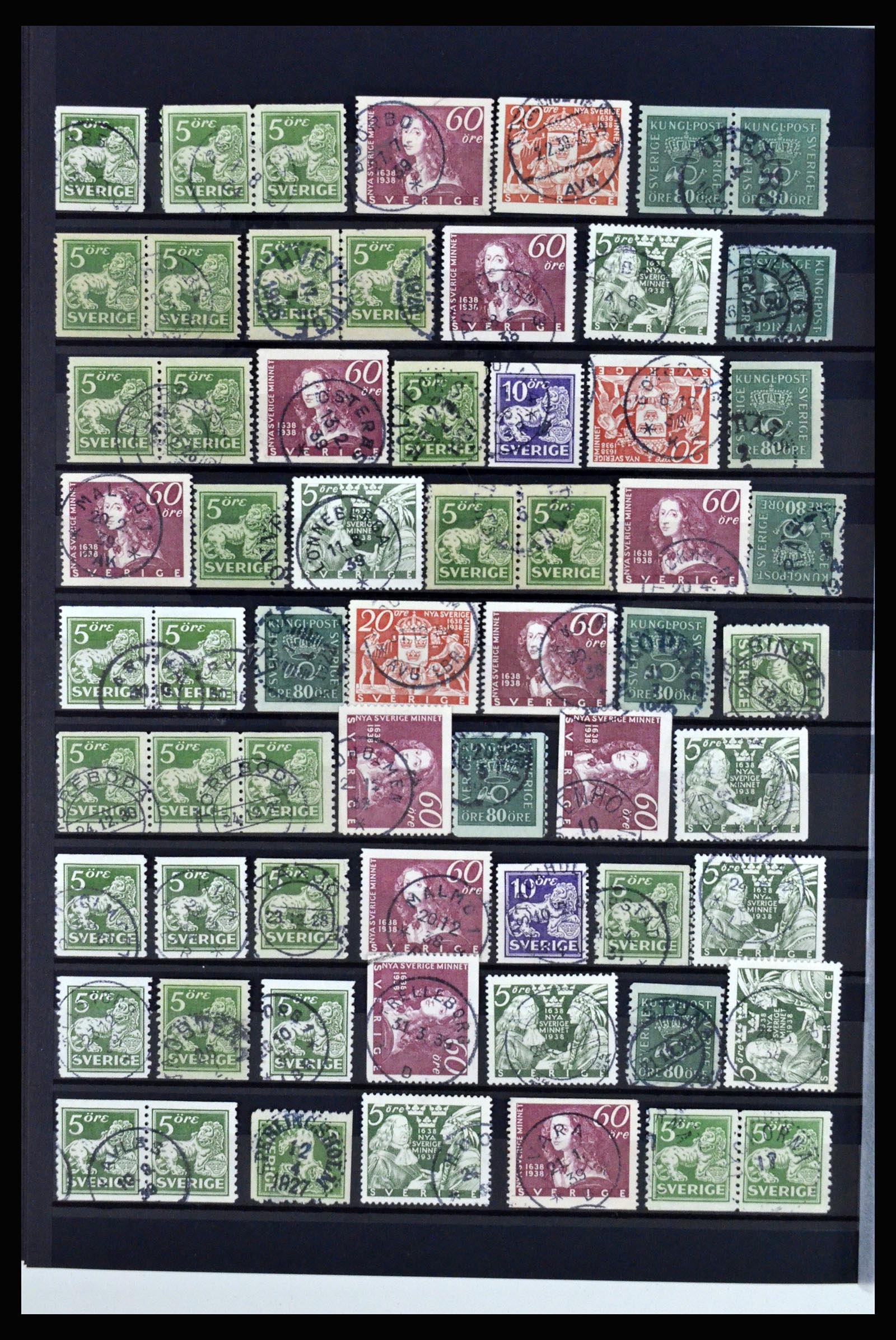 36316 102 - Postzegelverzameling 36316 Zweden stempels 1920-1938.