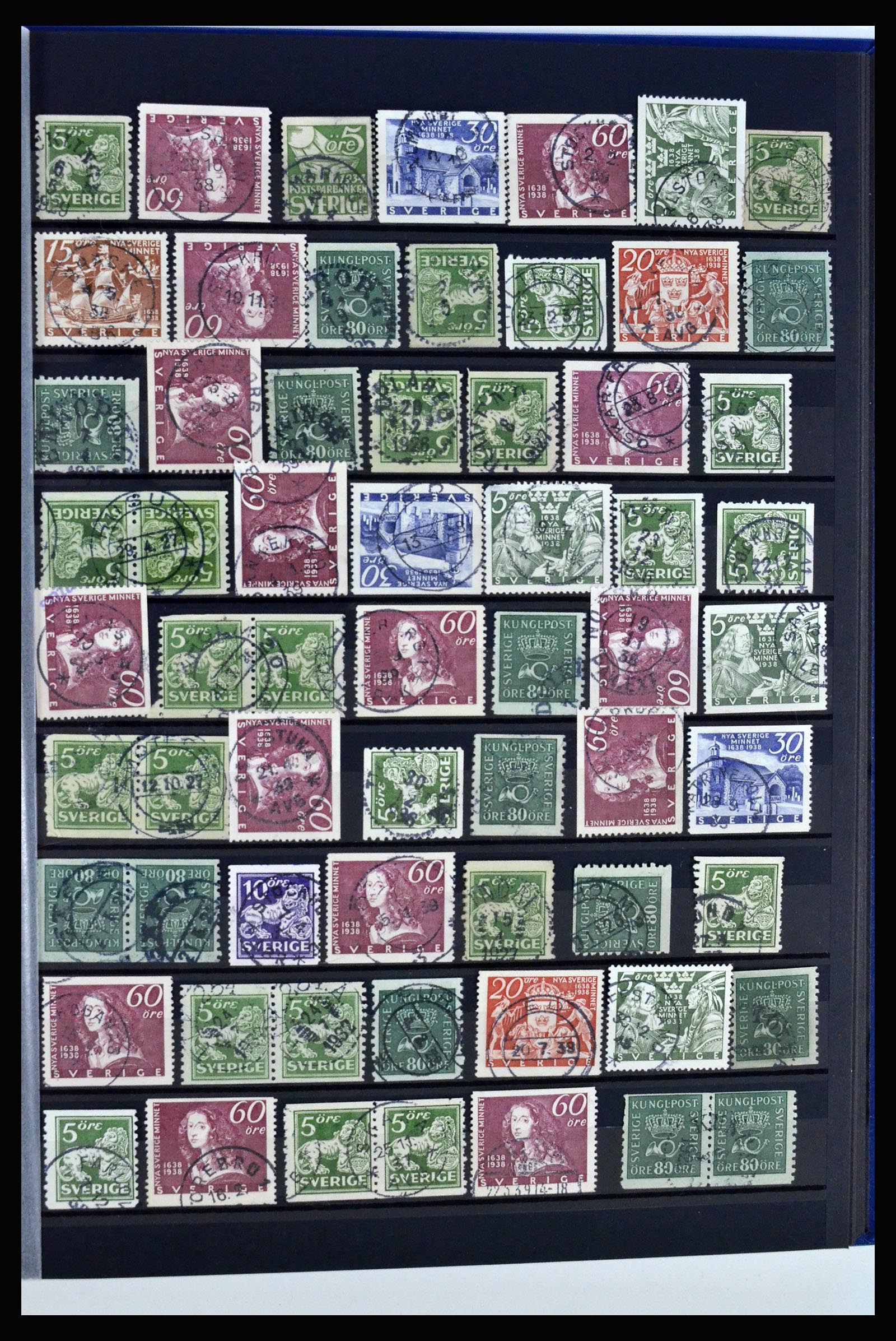36316 103 - Postzegelverzameling 36316 Zweden stempels 1920-1938.