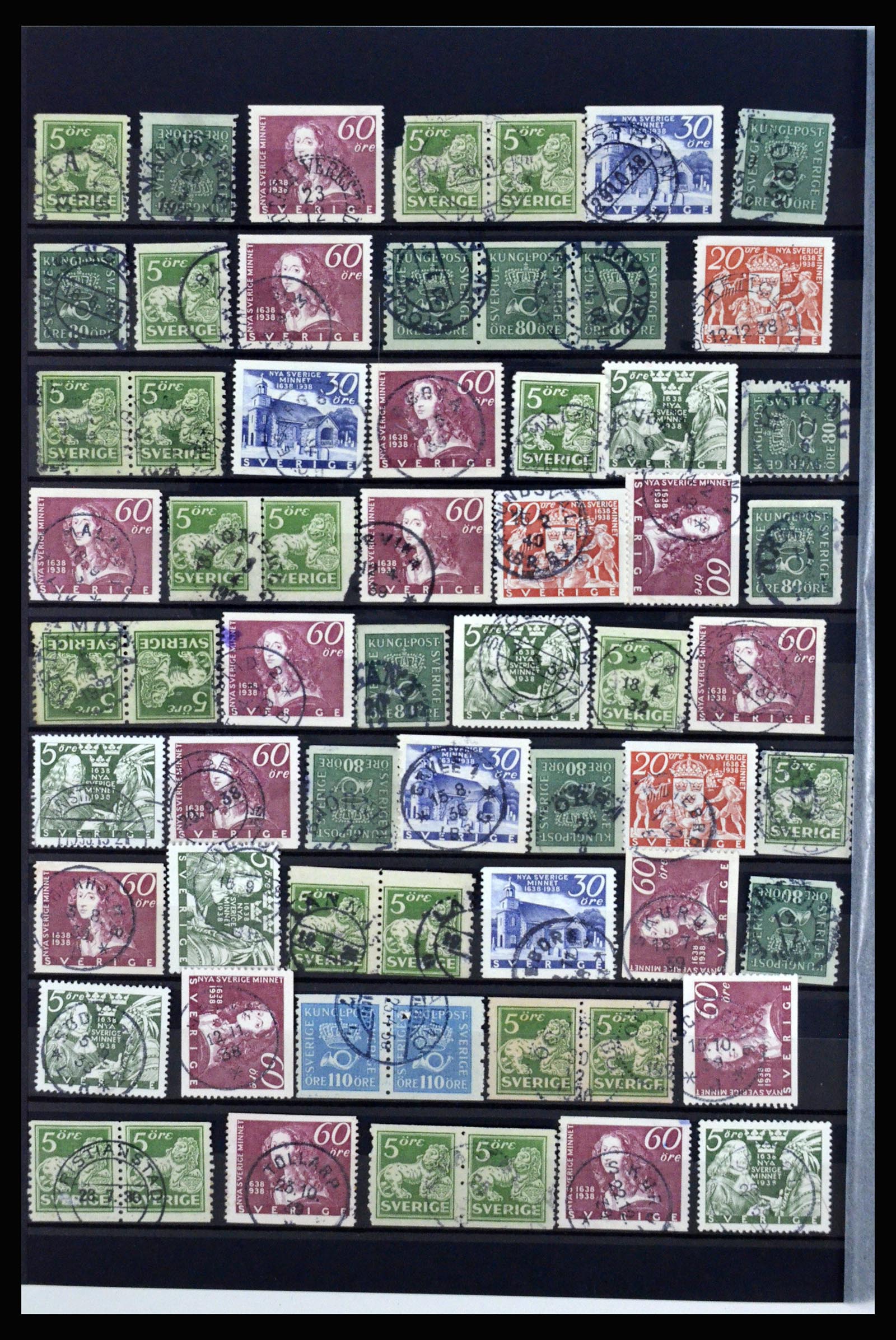 36316 112 - Postzegelverzameling 36316 Zweden stempels 1920-1938.