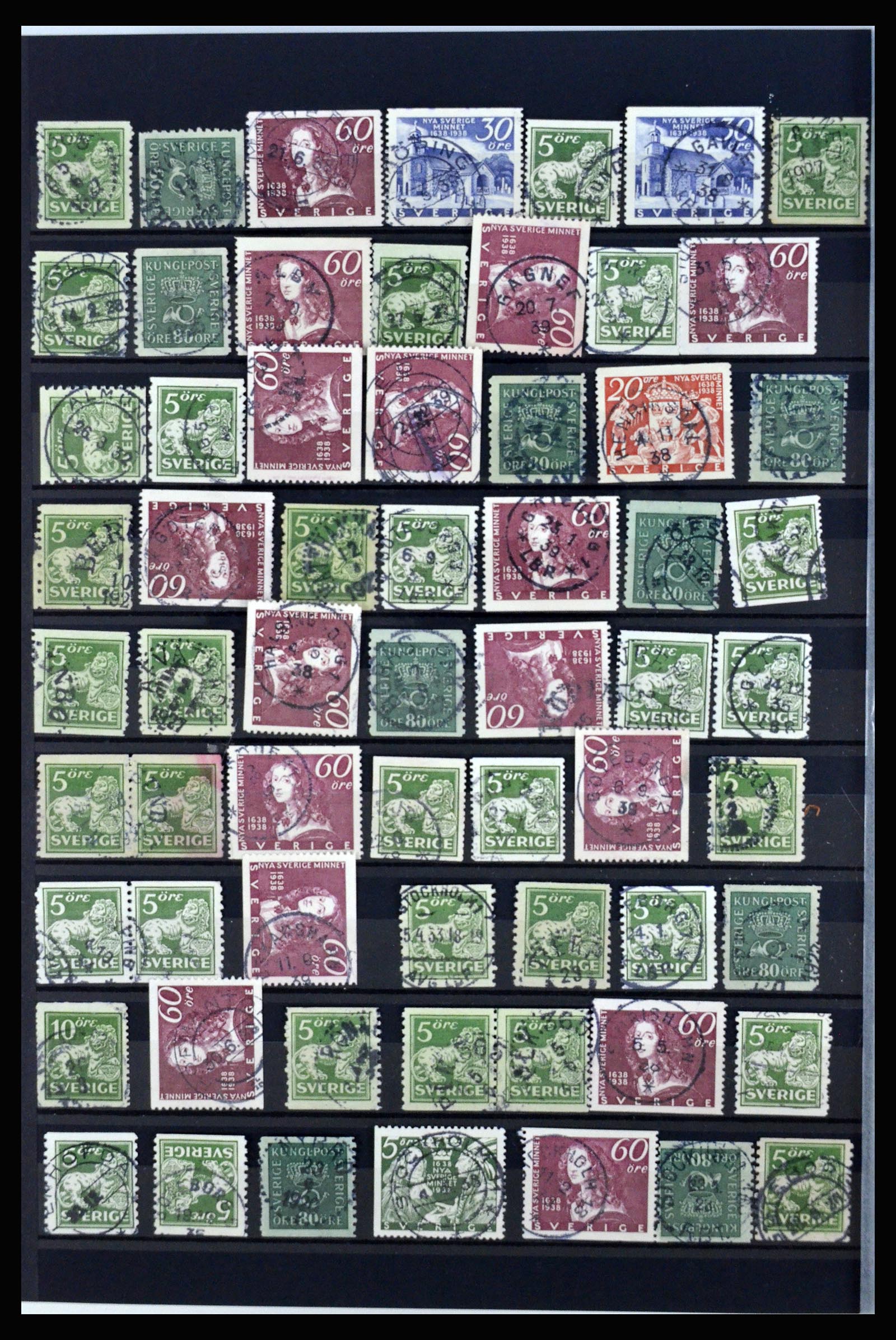 36316 118 - Postzegelverzameling 36316 Zweden stempels 1920-1938.