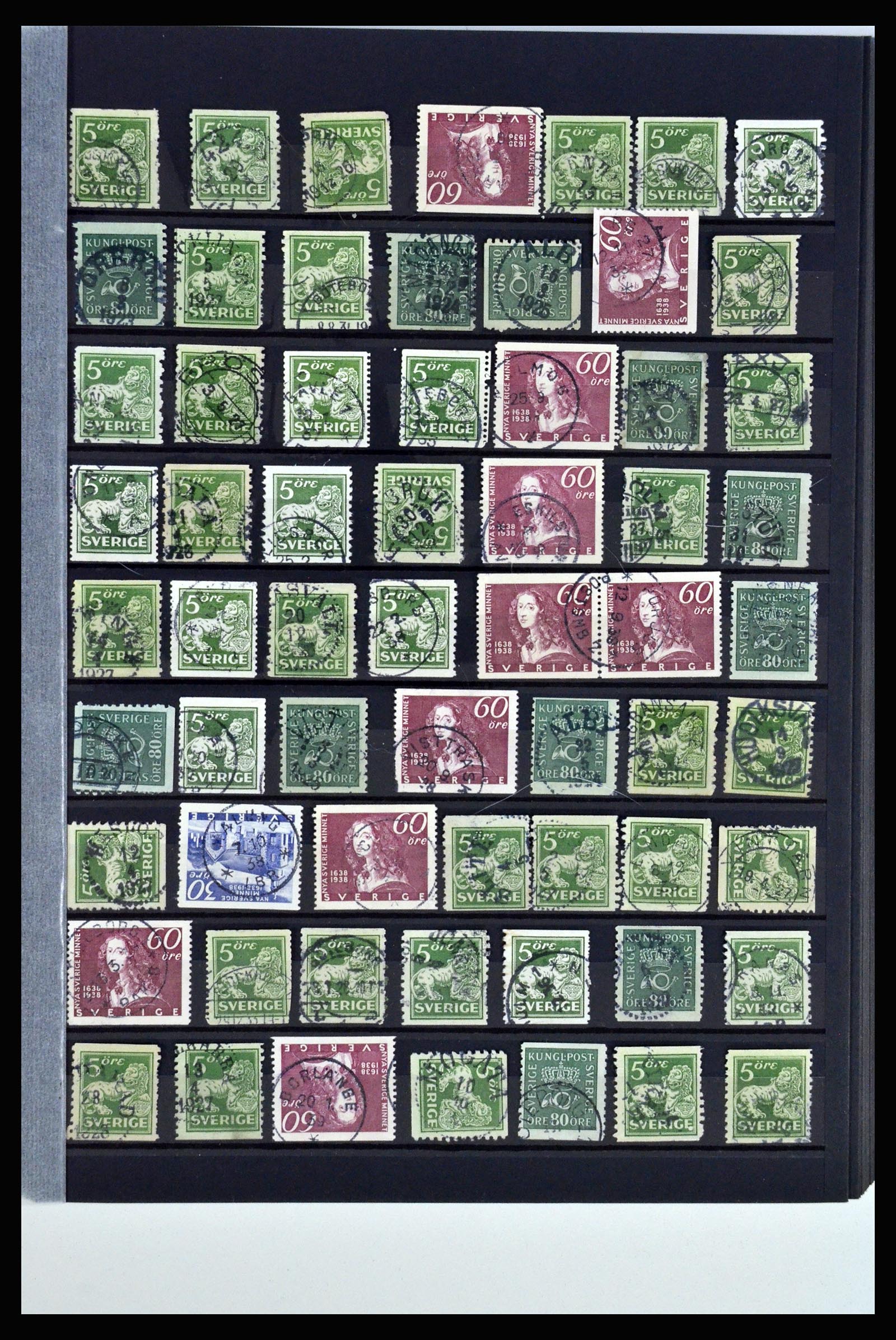 36316 155 - Postzegelverzameling 36316 Zweden stempels 1920-1938.