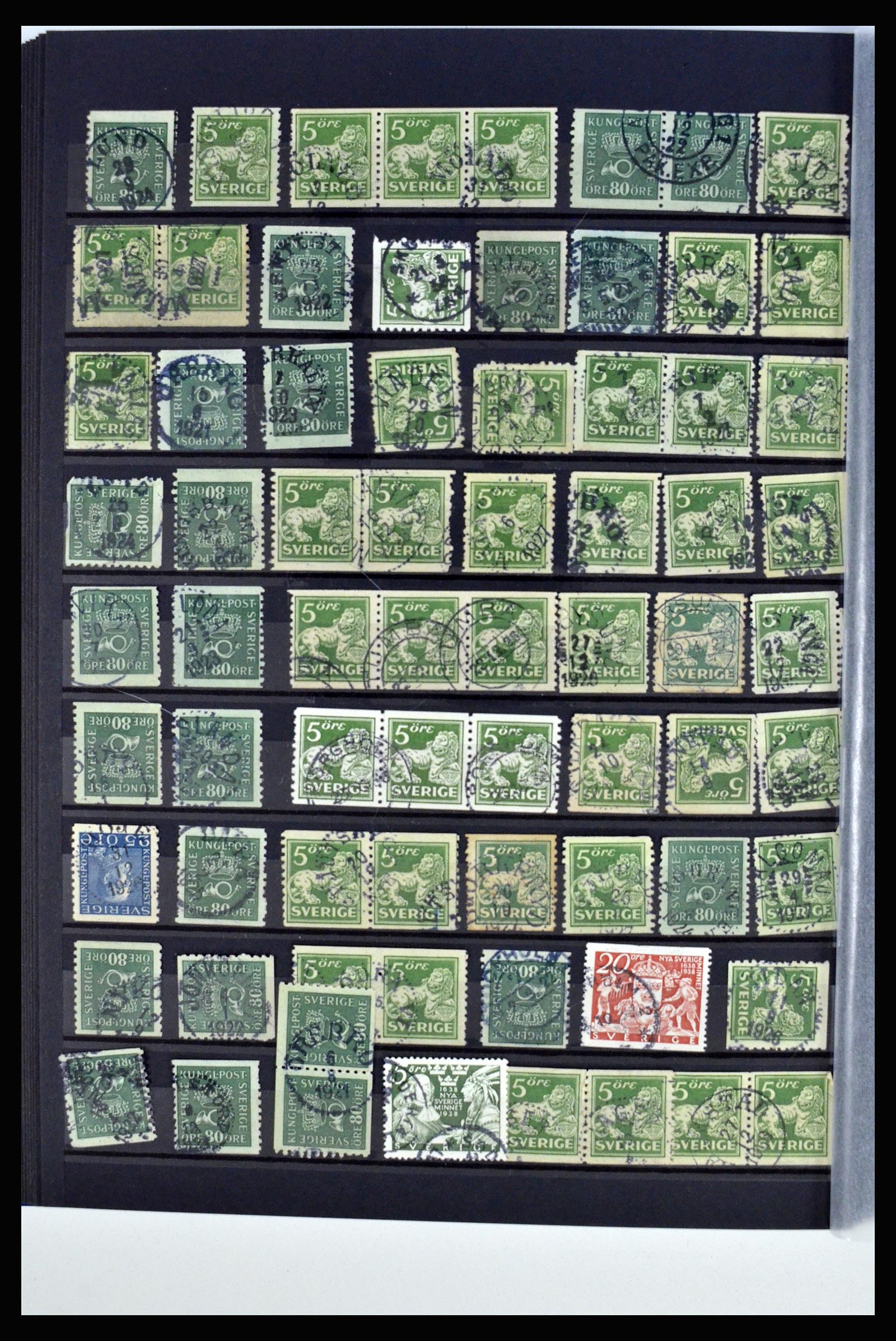 36316 166 - Postzegelverzameling 36316 Zweden stempels 1920-1938.