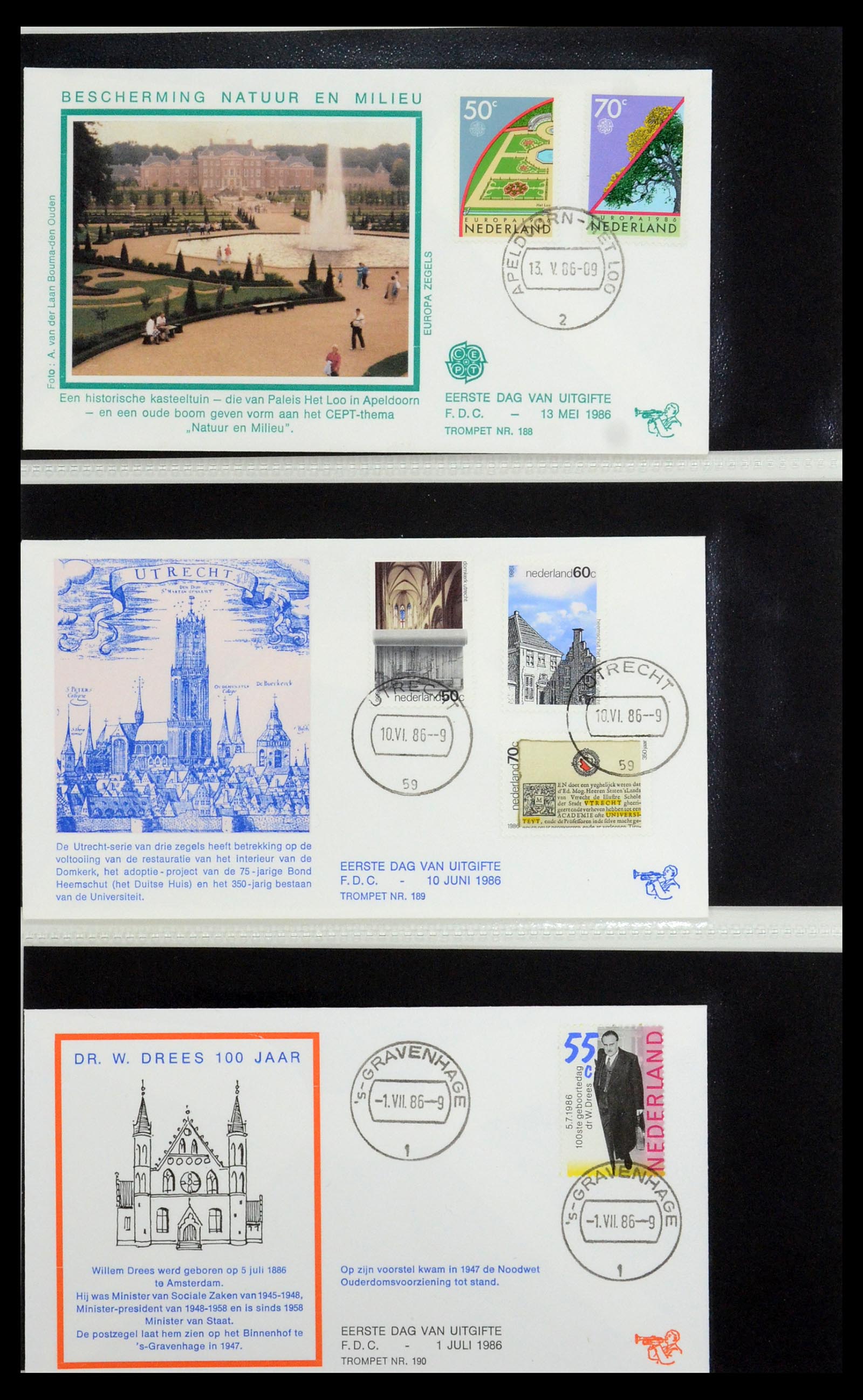 36342 072 - Stamp collection 36342 Netherlands Tromp FDC's 1968-1987.