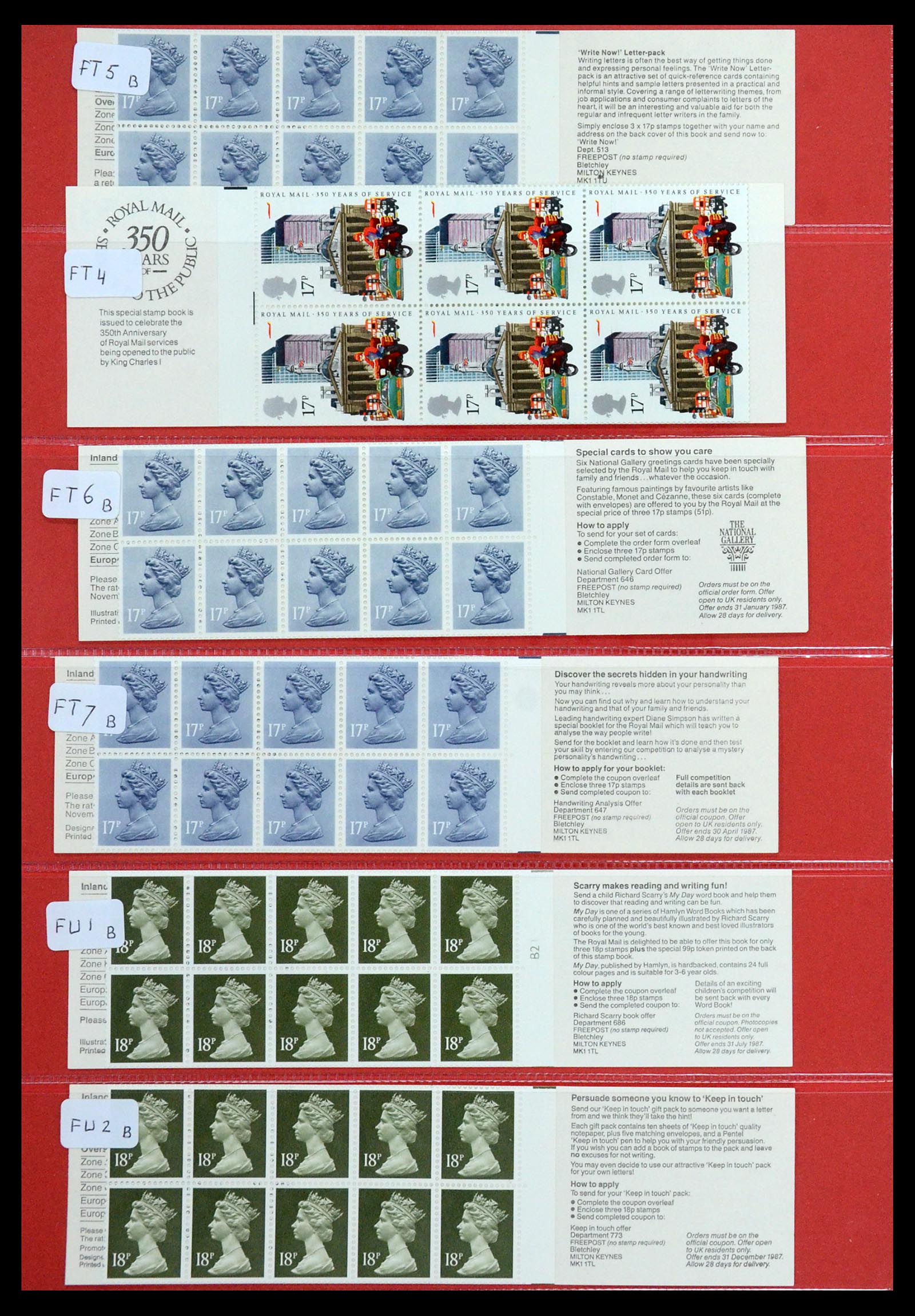 36368 028 - Postzegelverzameling 36368 Engeland postzegelboekjes 1976-2000.