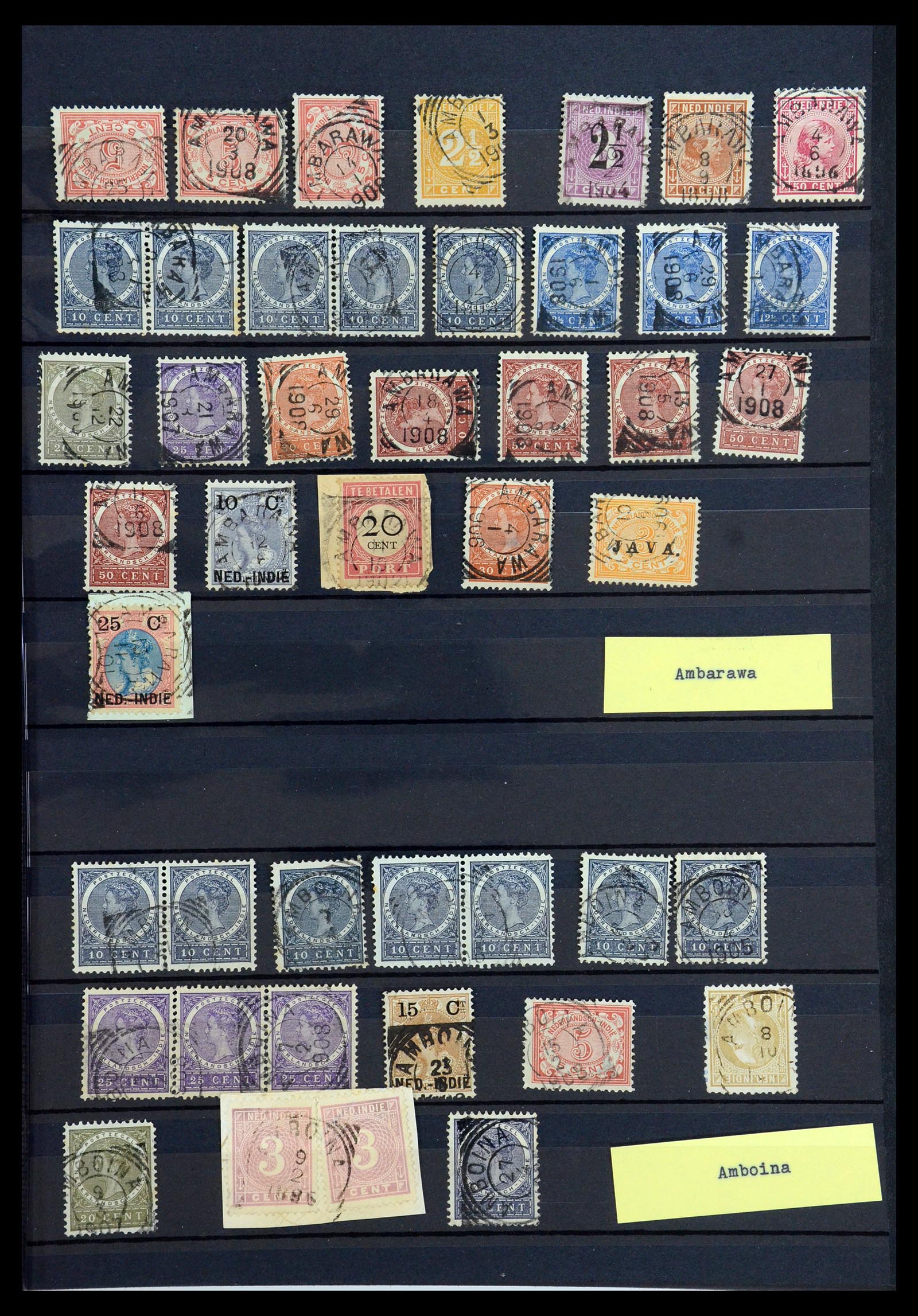 36371 001 - Stamp collection 36371 Dutch east Indies cancels.