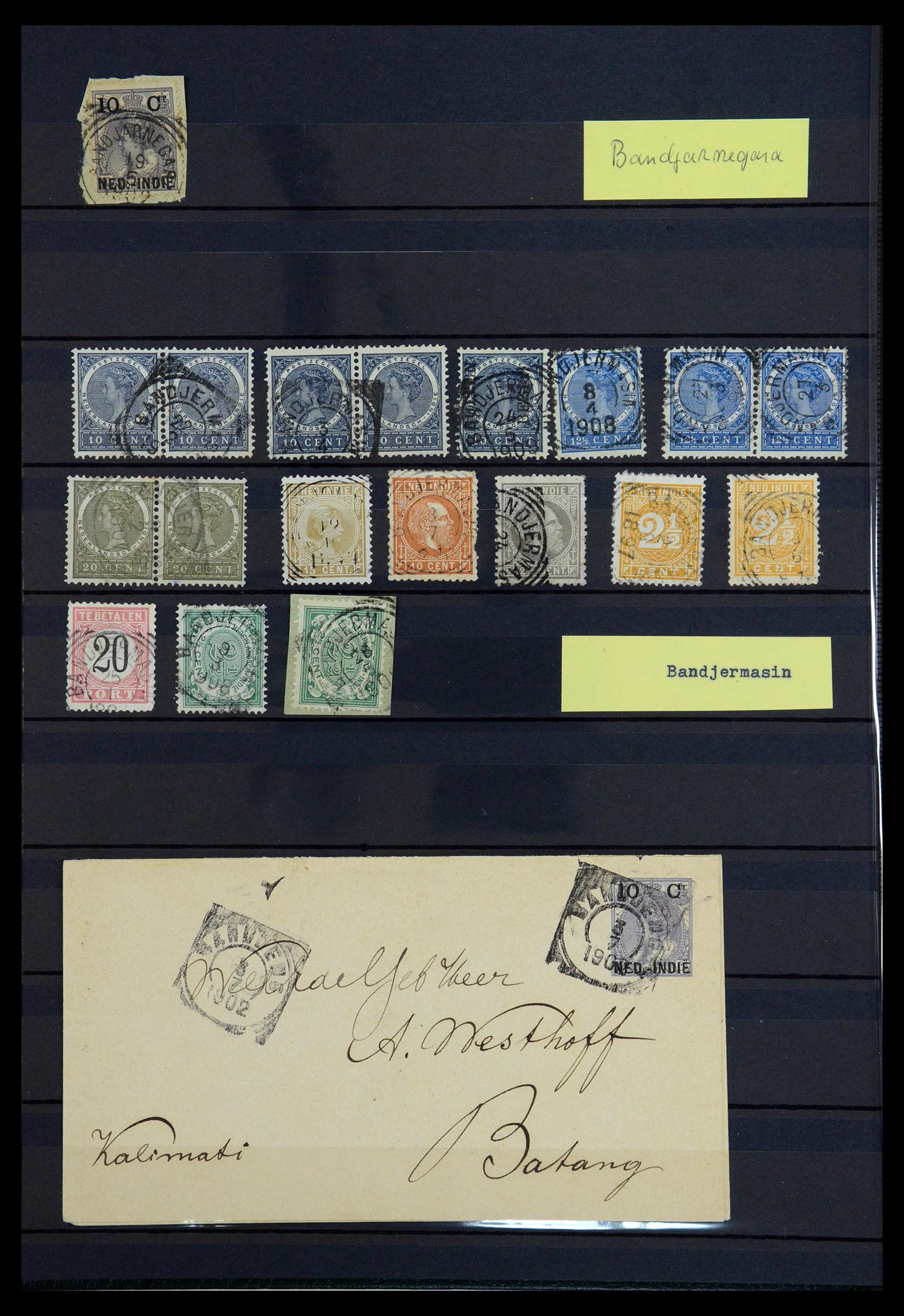 36371 004 - Postzegelverzameling 36371 Nederlands Indië stempels.