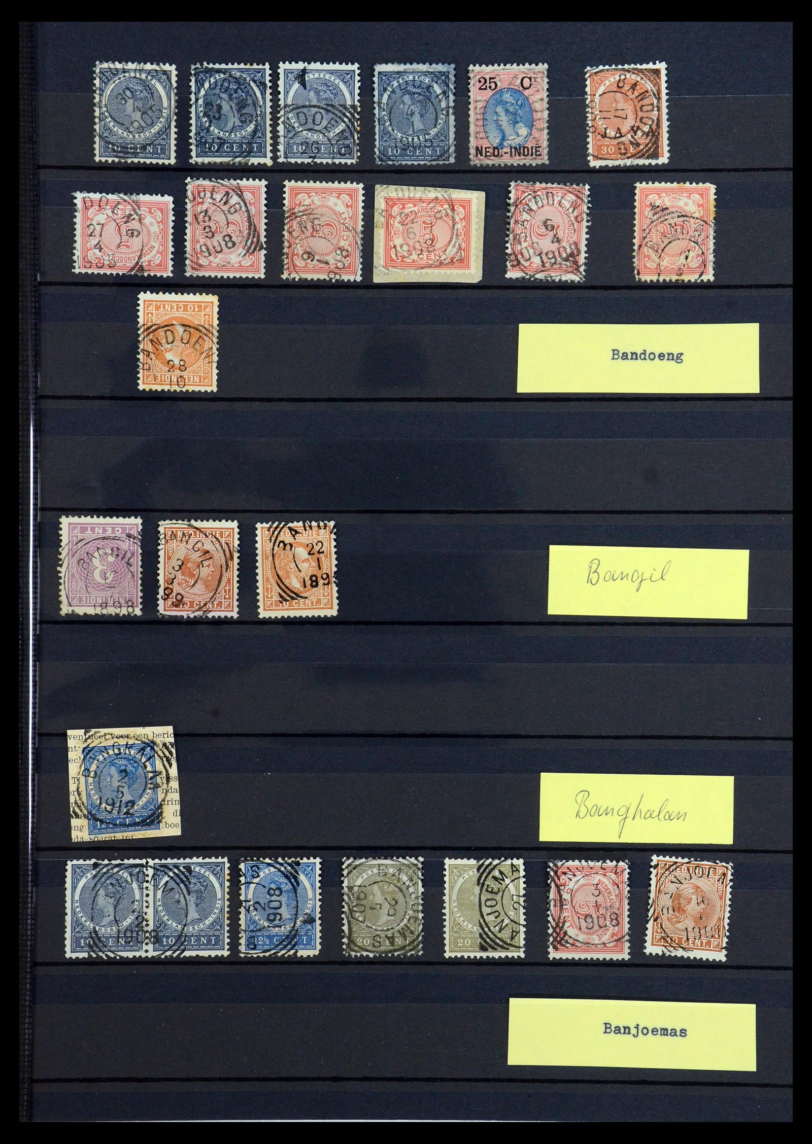 36371 005 - Stamp collection 36371 Dutch east Indies cancels.