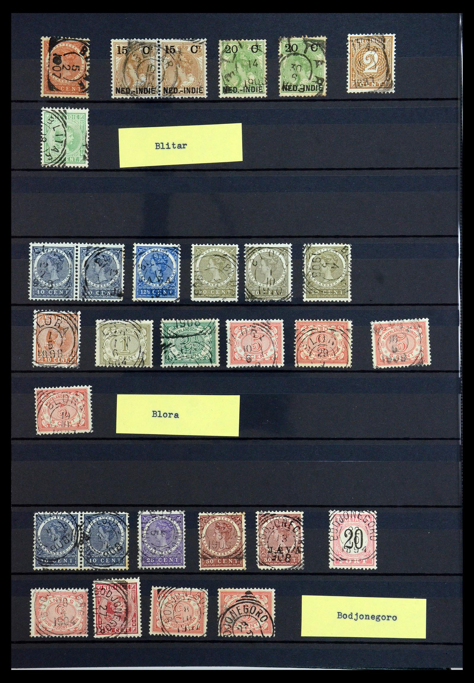 36371 010 - Postzegelverzameling 36371 Nederlands Indië stempels.