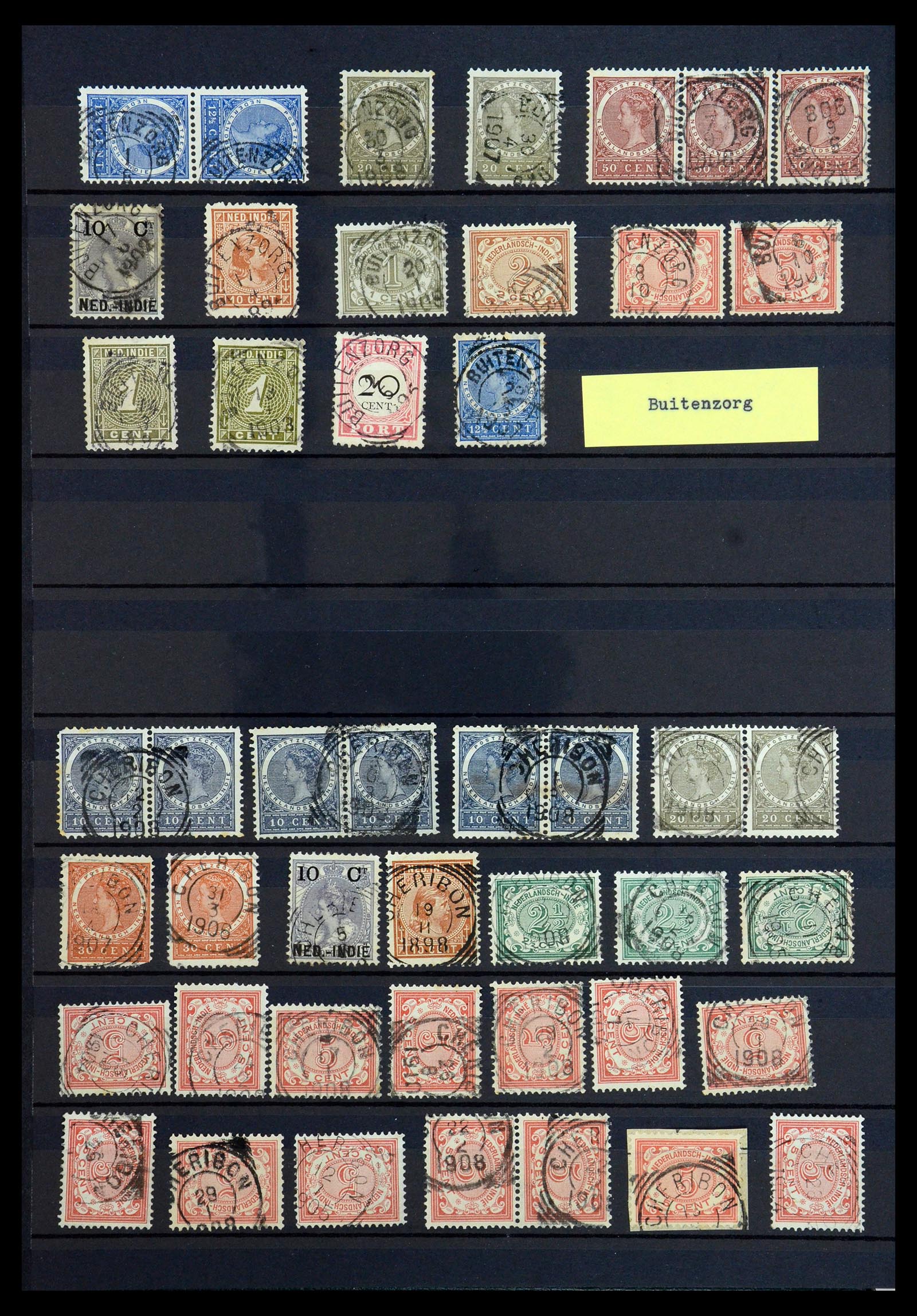 36371 012 - Postzegelverzameling 36371 Nederlands Indië stempels.