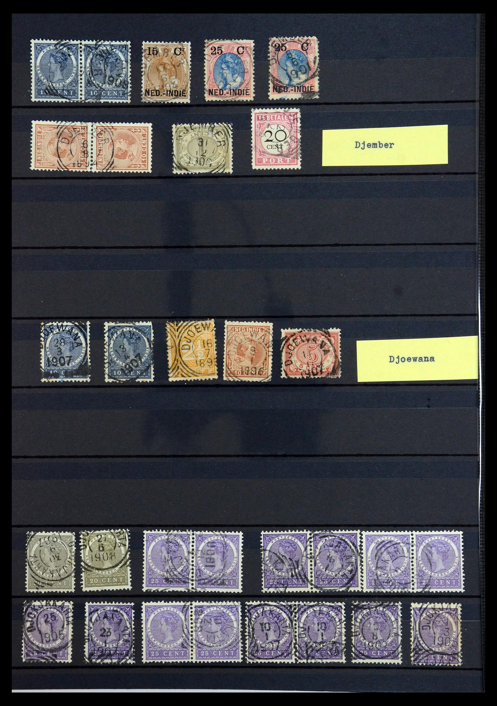 36371 014 - Stamp collection 36371 Dutch east Indies cancels.