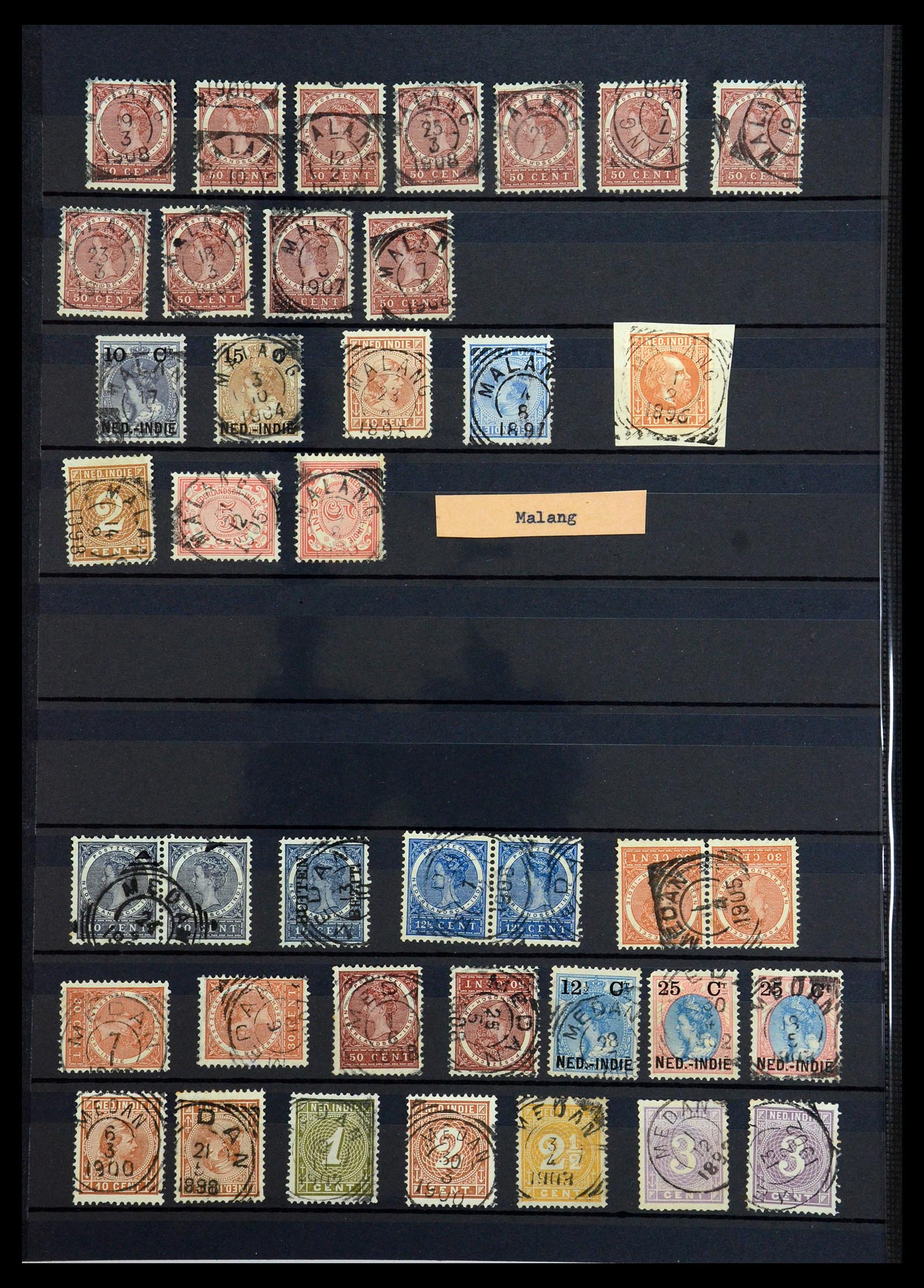 36371 030 - Postzegelverzameling 36371 Nederlands Indië stempels.