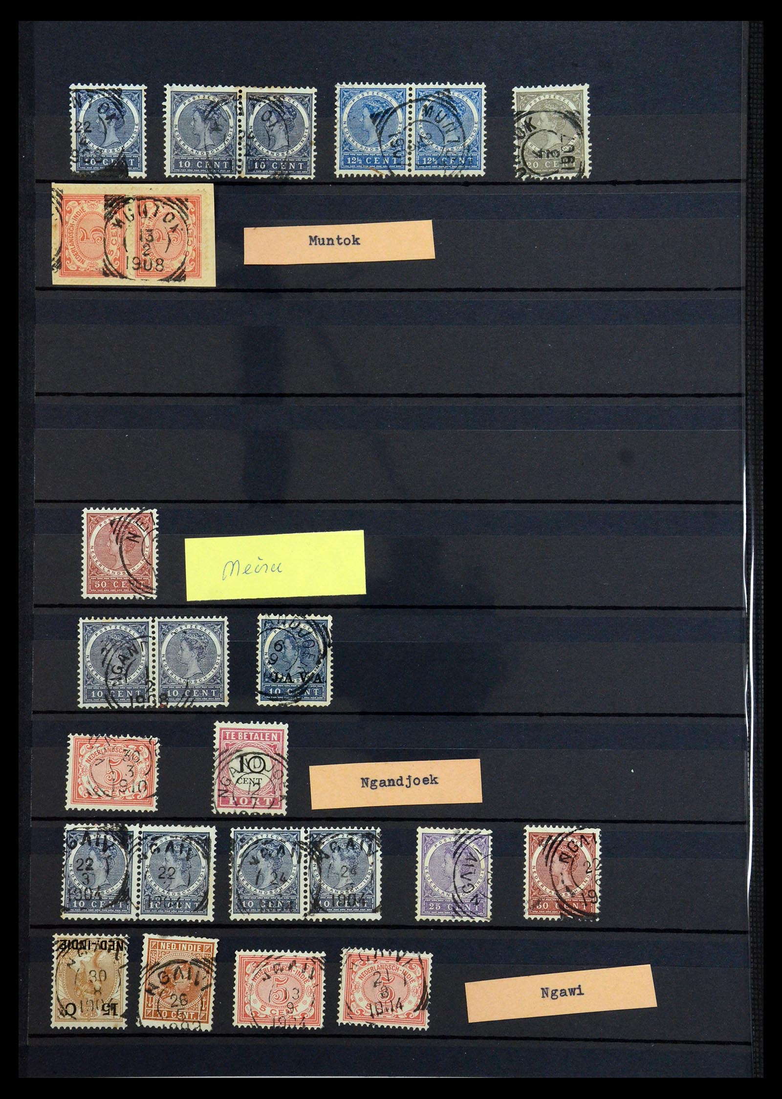 36371 034 - Stamp collection 36371 Dutch east Indies cancels.