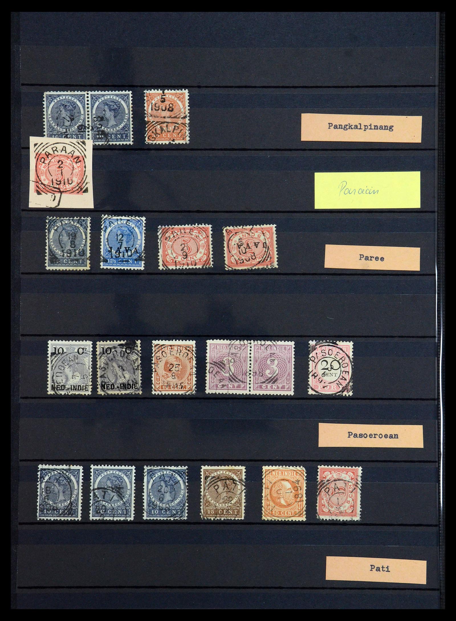 36371 038 - Stamp collection 36371 Dutch east Indies cancels.
