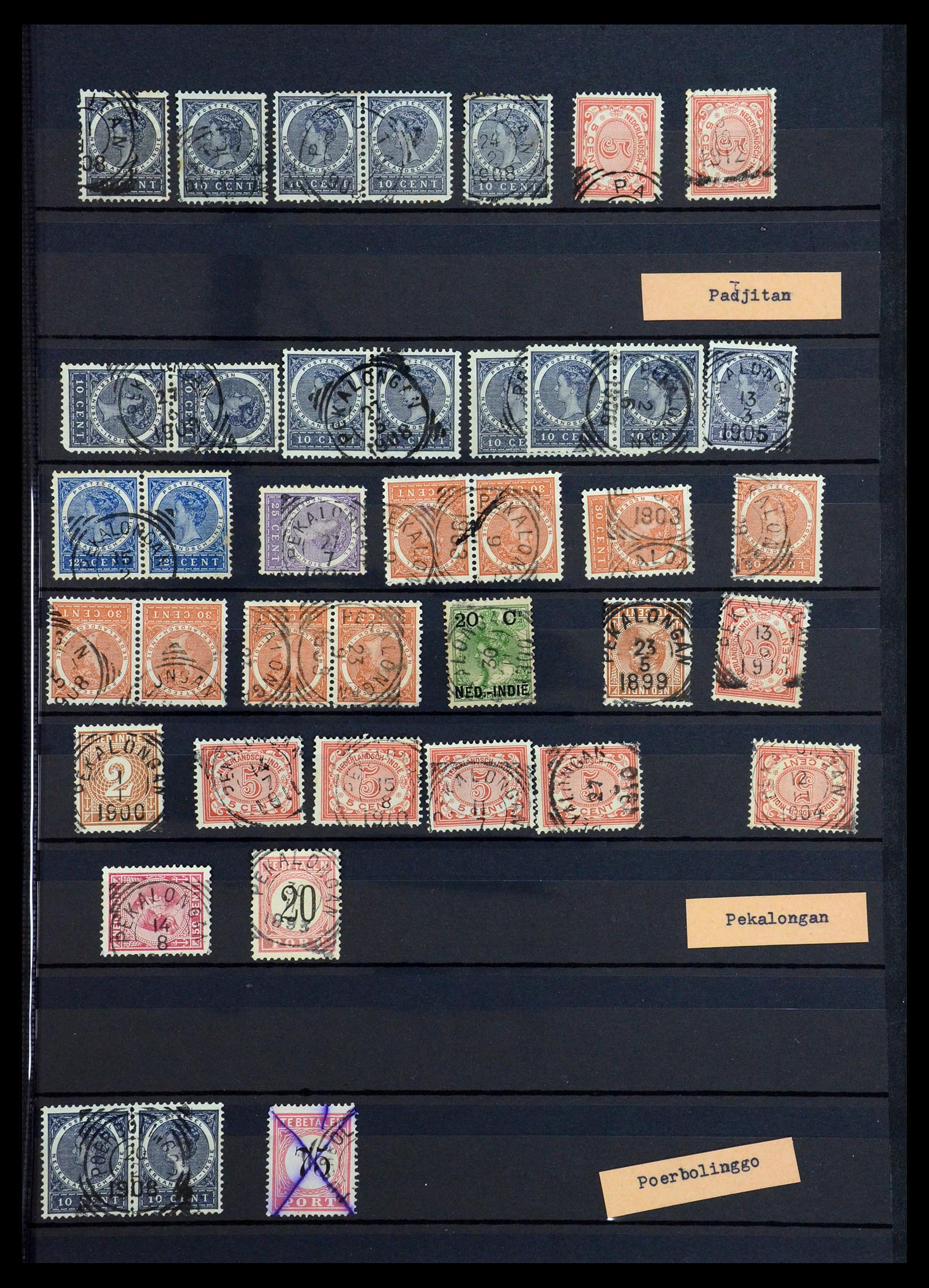 36371 039 - Stamp collection 36371 Dutch east Indies cancels.