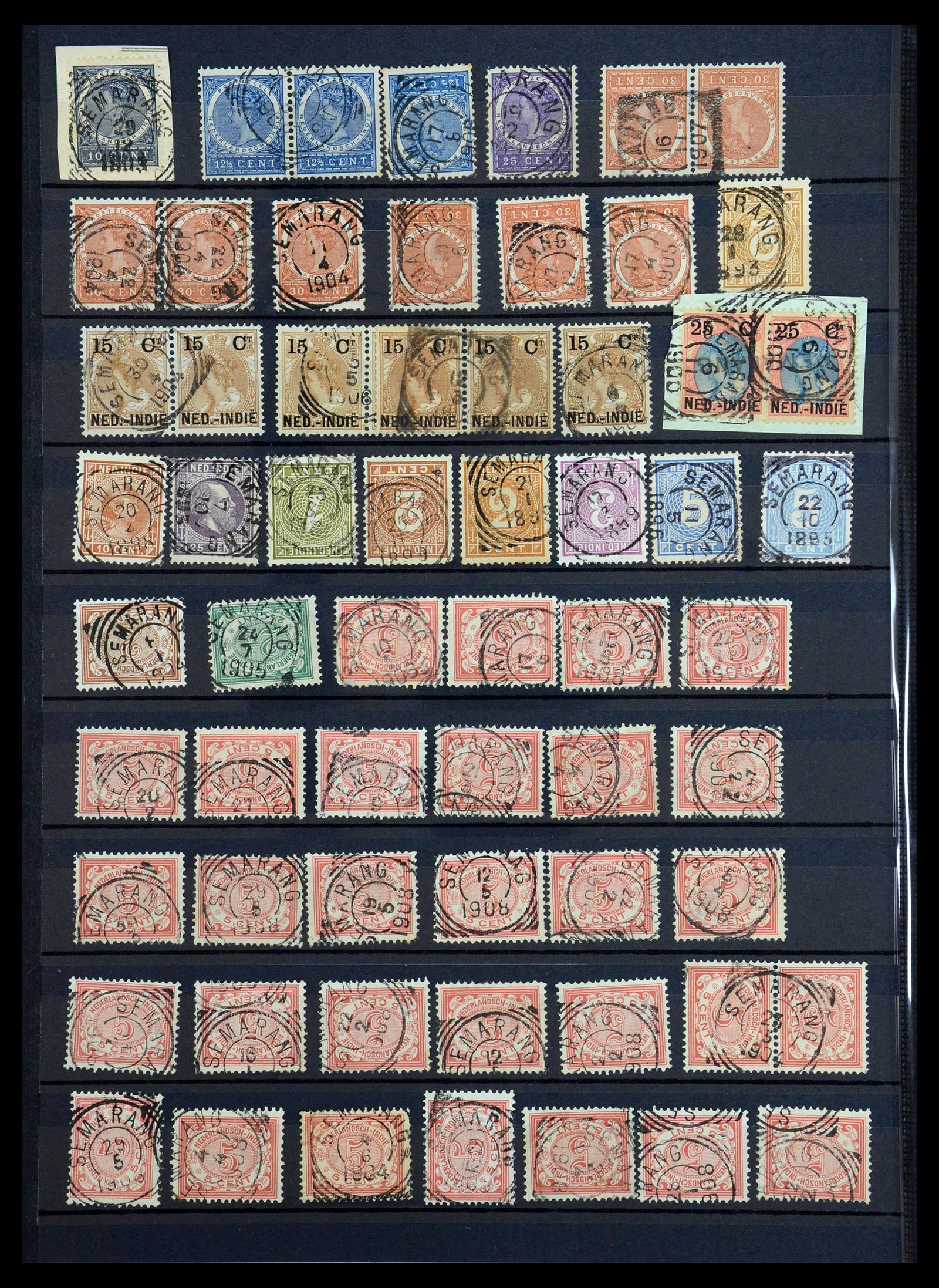 36371 044 - Stamp collection 36371 Dutch east Indies cancels.
