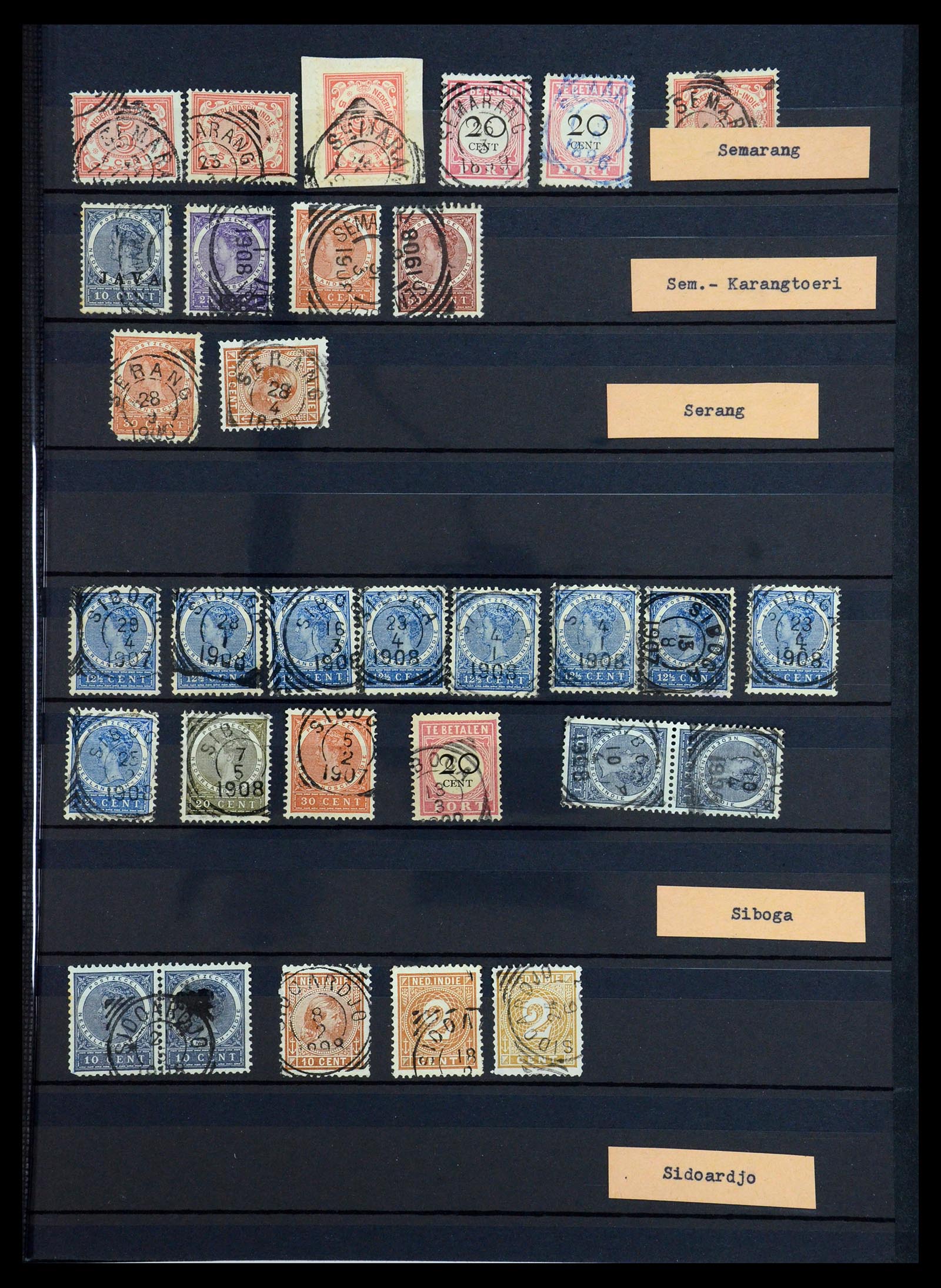 36371 045 - Stamp collection 36371 Dutch east Indies cancels.