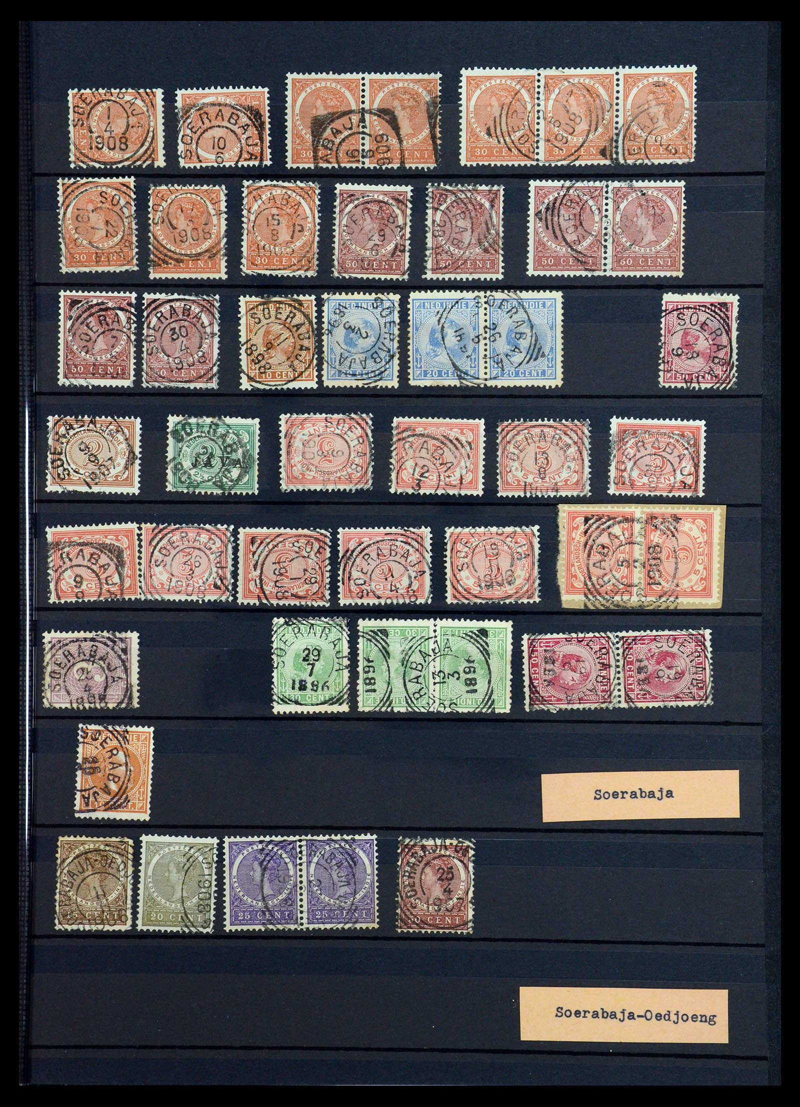 36371 049 - Stamp collection 36371 Dutch east Indies cancels.