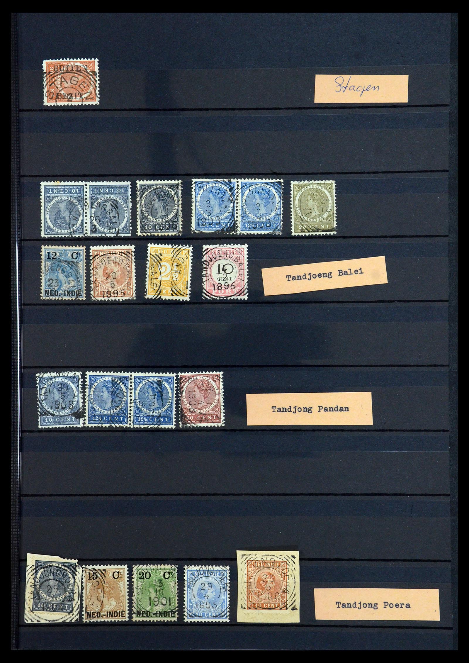 36371 051 - Postzegelverzameling 36371 Nederlands Indië stempels.