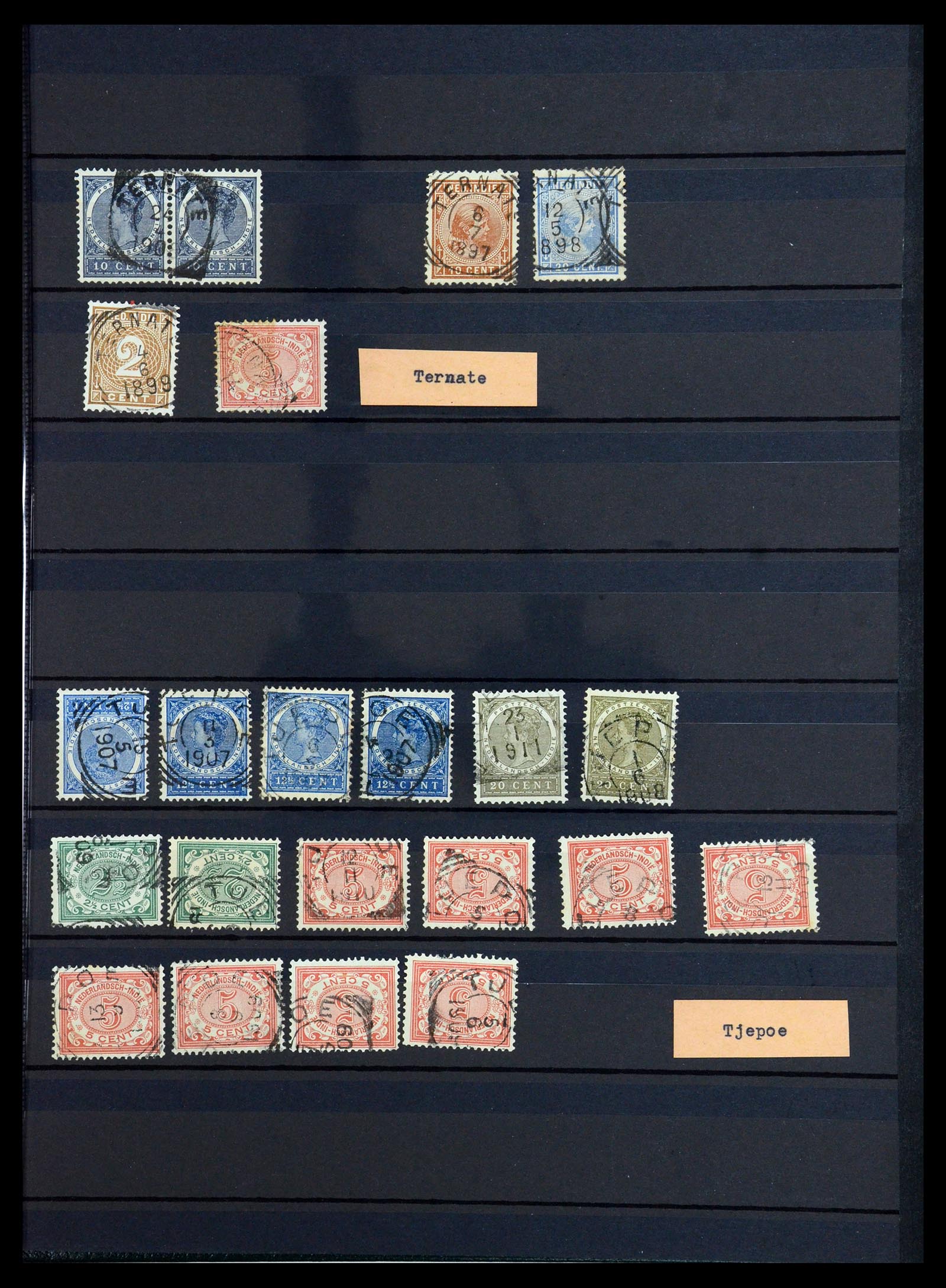 36371 055 - Stamp collection 36371 Dutch east Indies cancels.