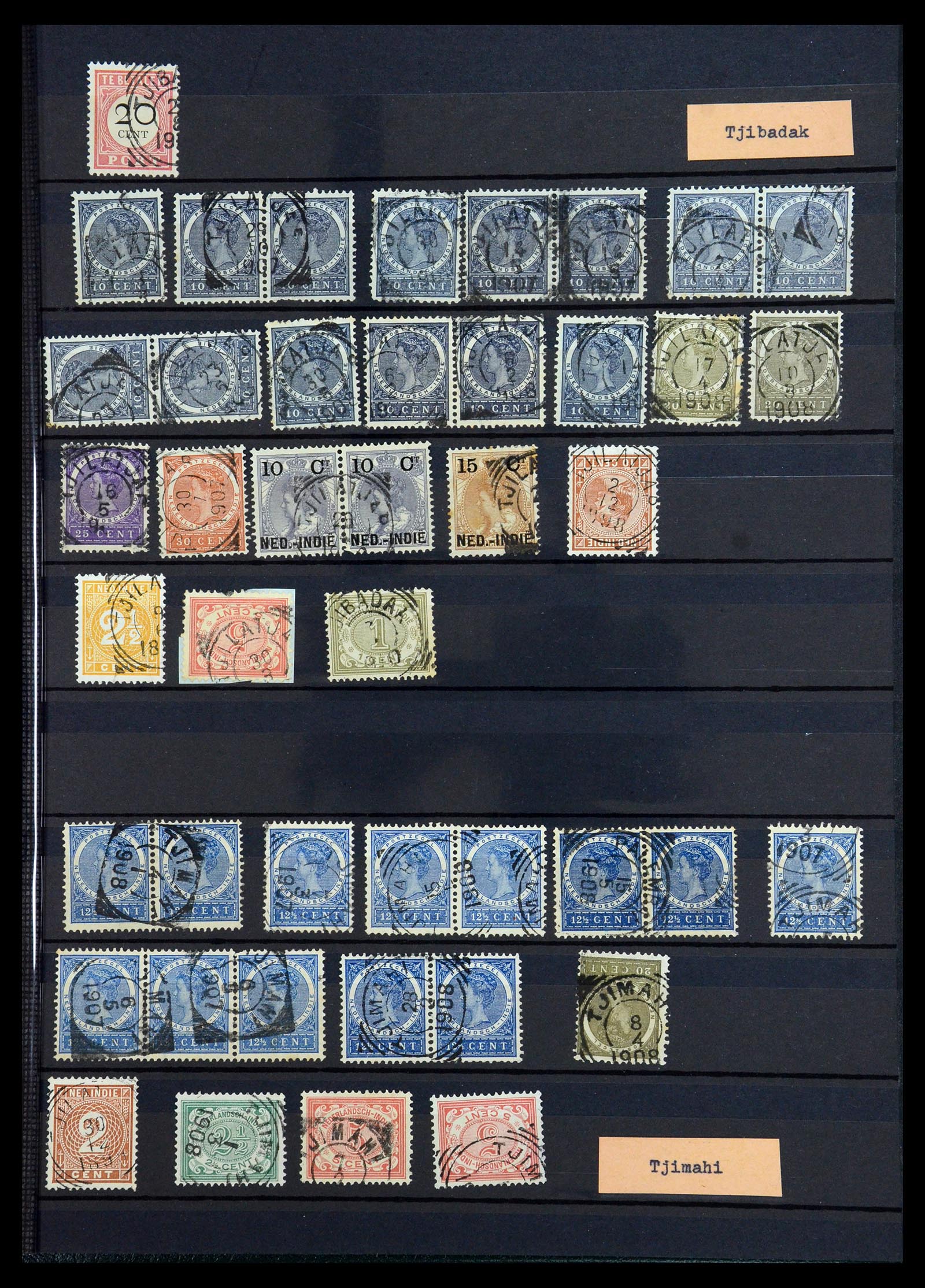 36371 057 - Stamp collection 36371 Dutch east Indies cancels.