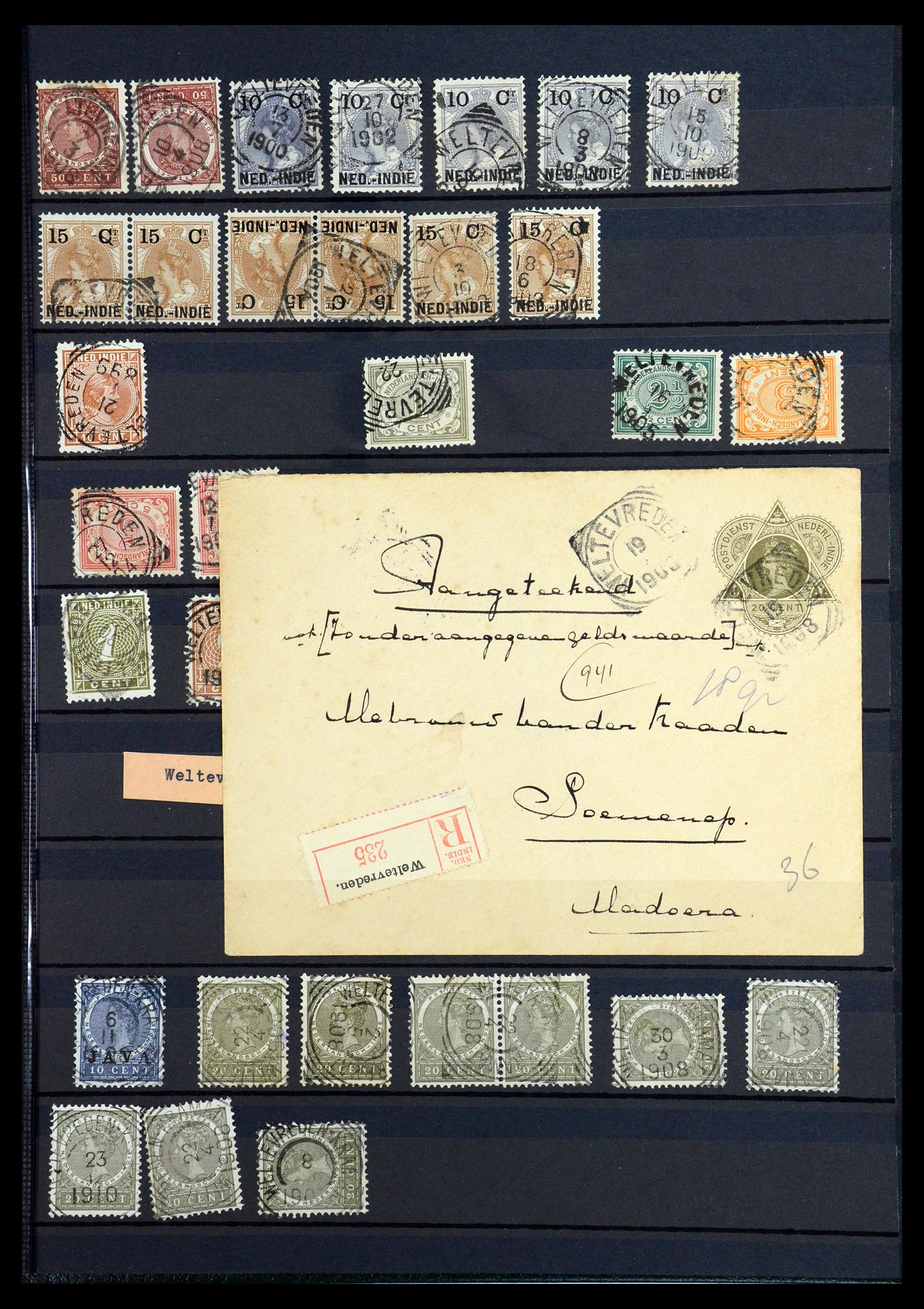 36371 059 - Postzegelverzameling 36371 Nederlands Indië stempels.