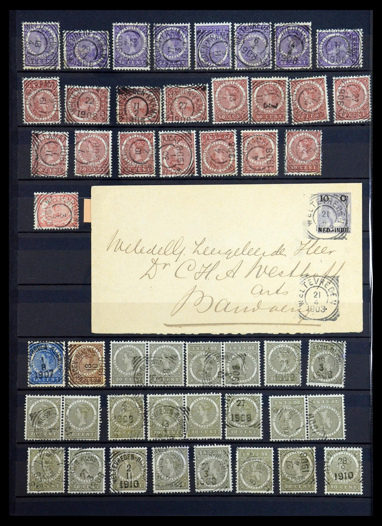 36371 060 - Postzegelverzameling 36371 Nederlands Indië stempels.