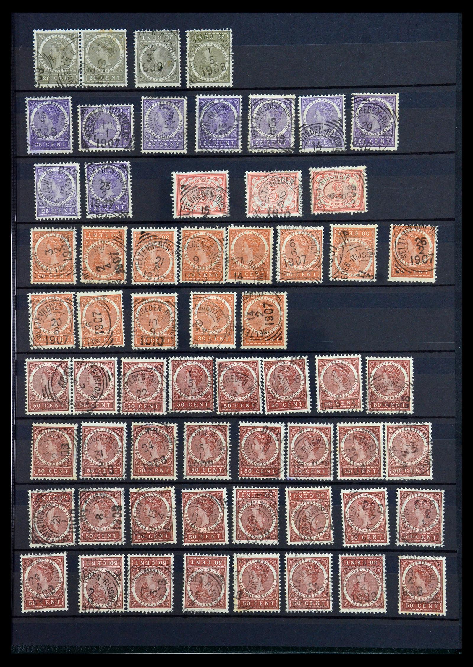 36371 061 - Stamp collection 36371 Dutch east Indies cancels.