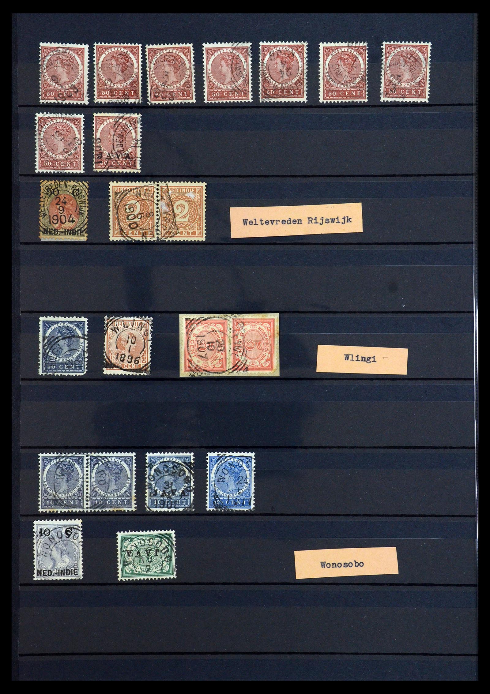 36371 062 - Stamp collection 36371 Dutch east Indies cancels.
