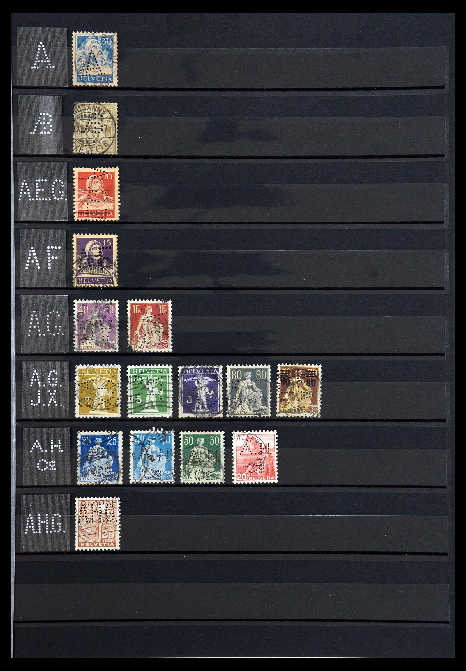 36372 001 - Stamp collection 36372 Switzerland perfins 1880-1960.