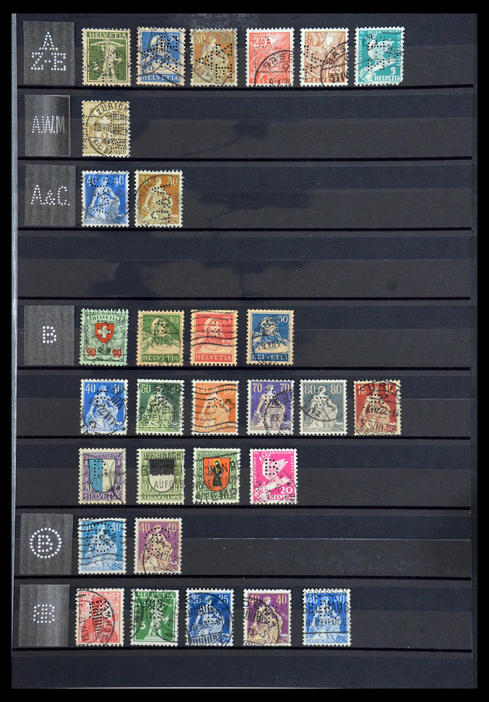 36372 003 - Stamp collection 36372 Switzerland perfins 1880-1960.