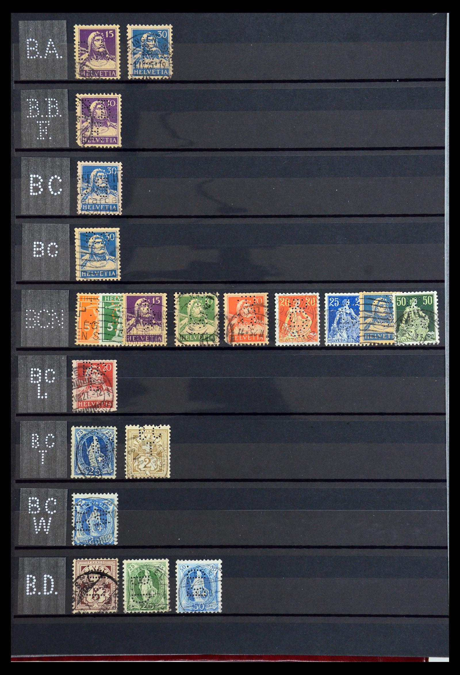36372 004 - Postzegelverzameling 36372 Zwitserland perfins 1880-1960.
