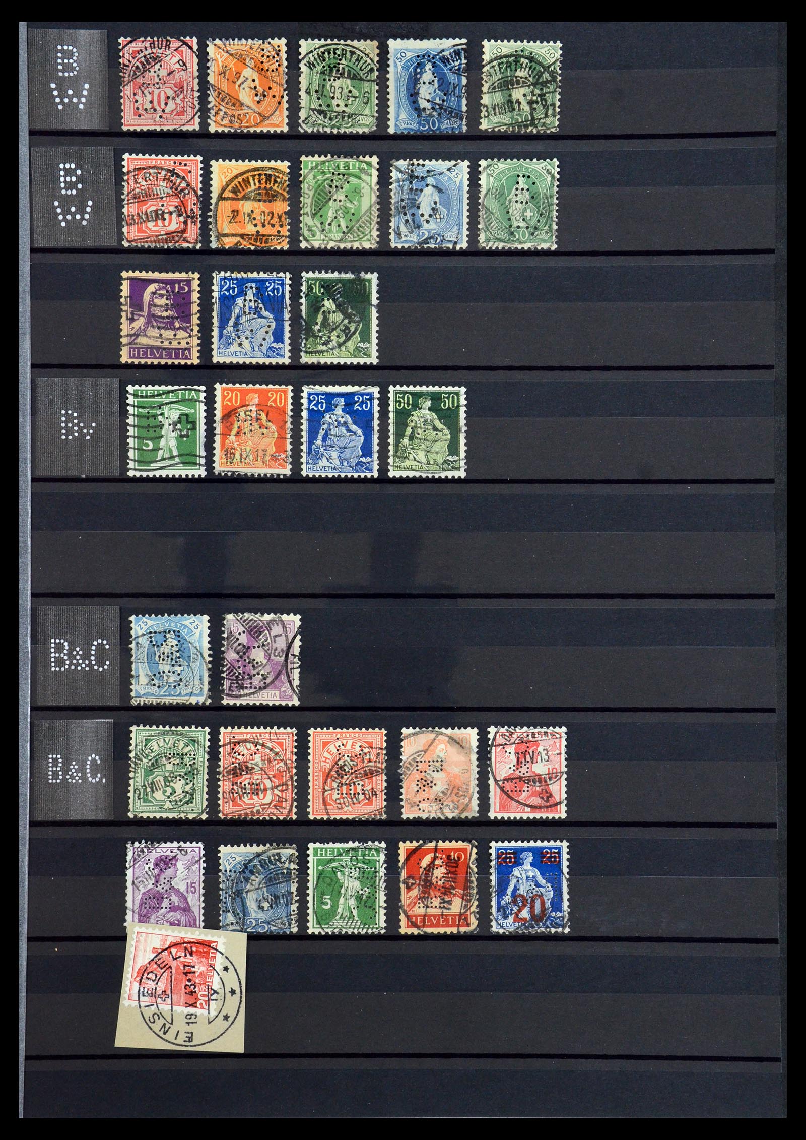 36372 007 - Stamp collection 36372 Switzerland perfins 1880-1960.