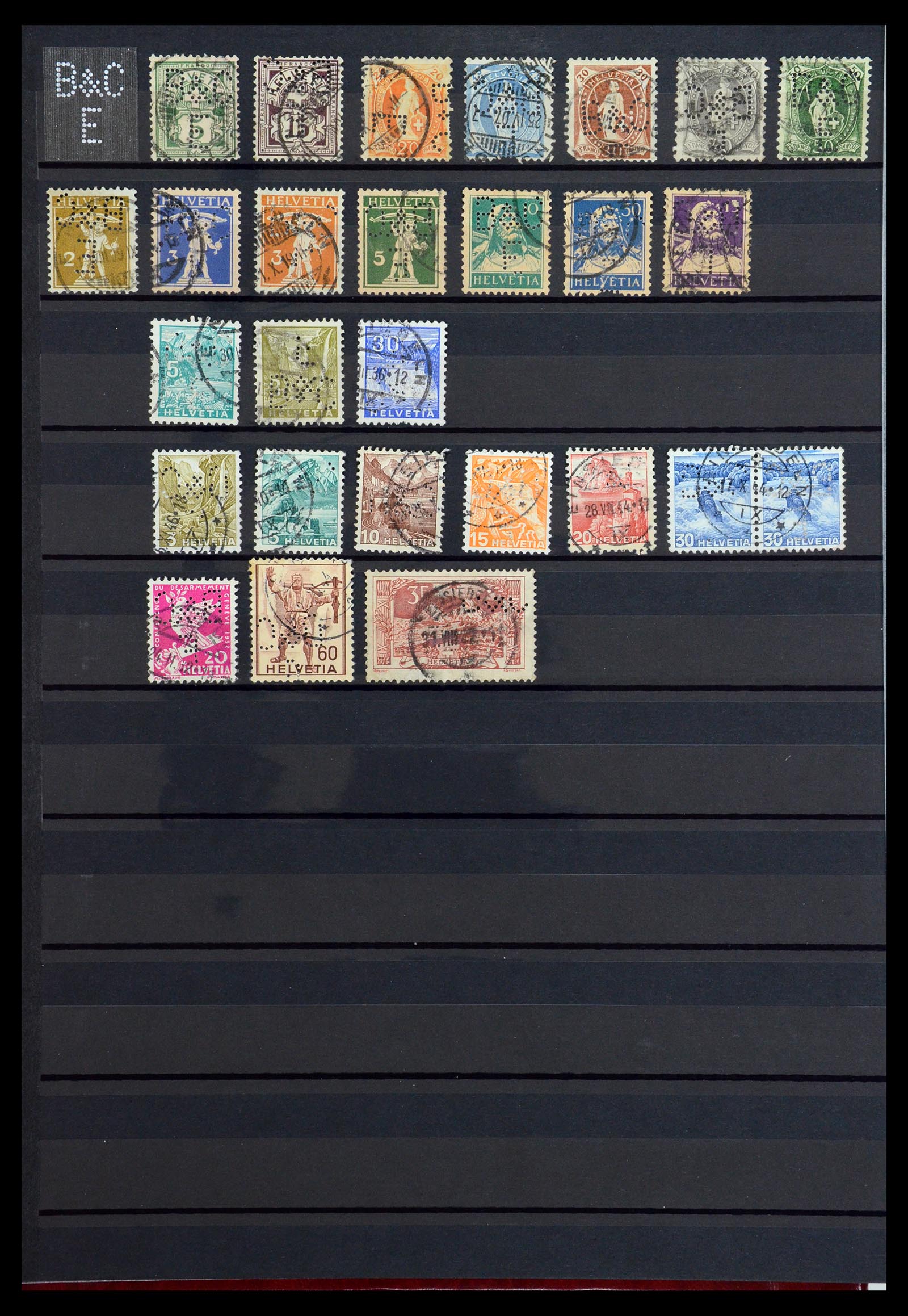 36372 008 - Stamp collection 36372 Switzerland perfins 1880-1960.