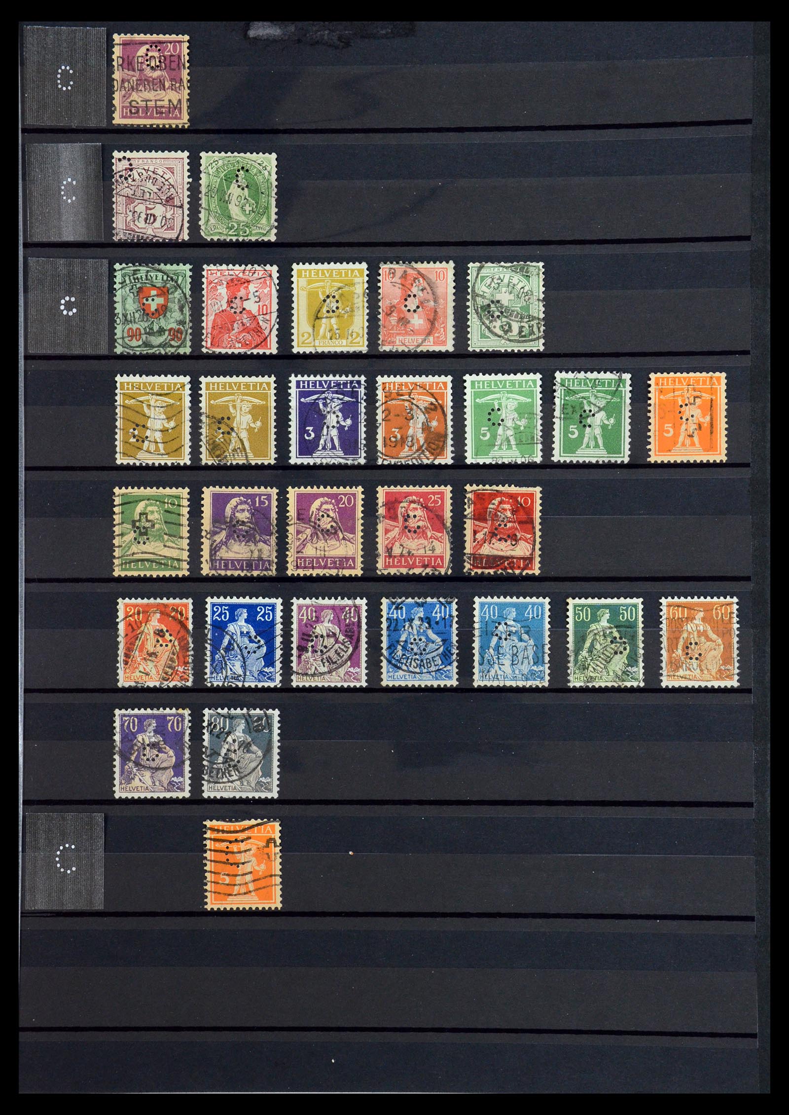 36372 009 - Stamp collection 36372 Switzerland perfins 1880-1960.