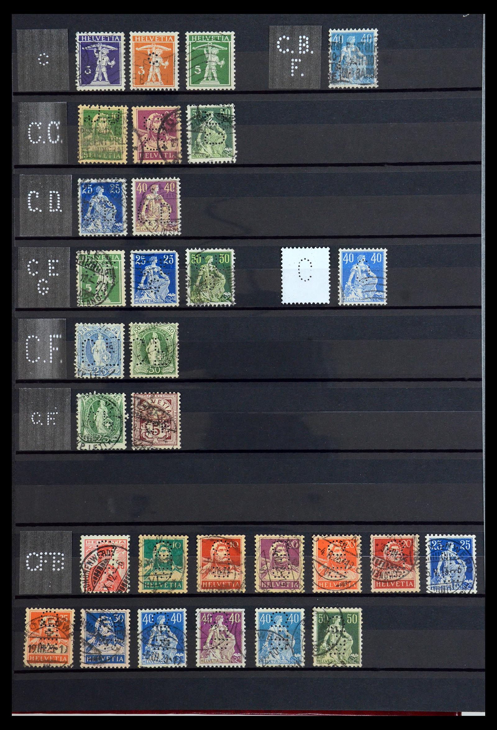 36372 010 - Stamp collection 36372 Switzerland perfins 1880-1960.