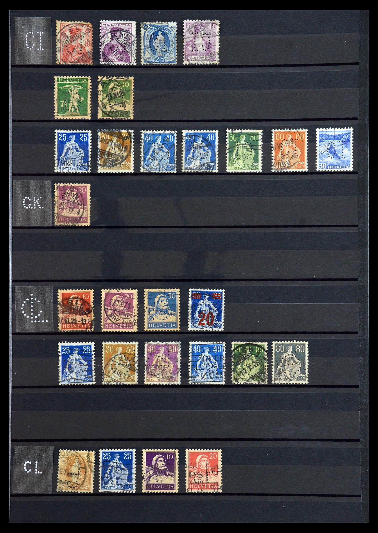 36372 011 - Stamp collection 36372 Switzerland perfins 1880-1960.